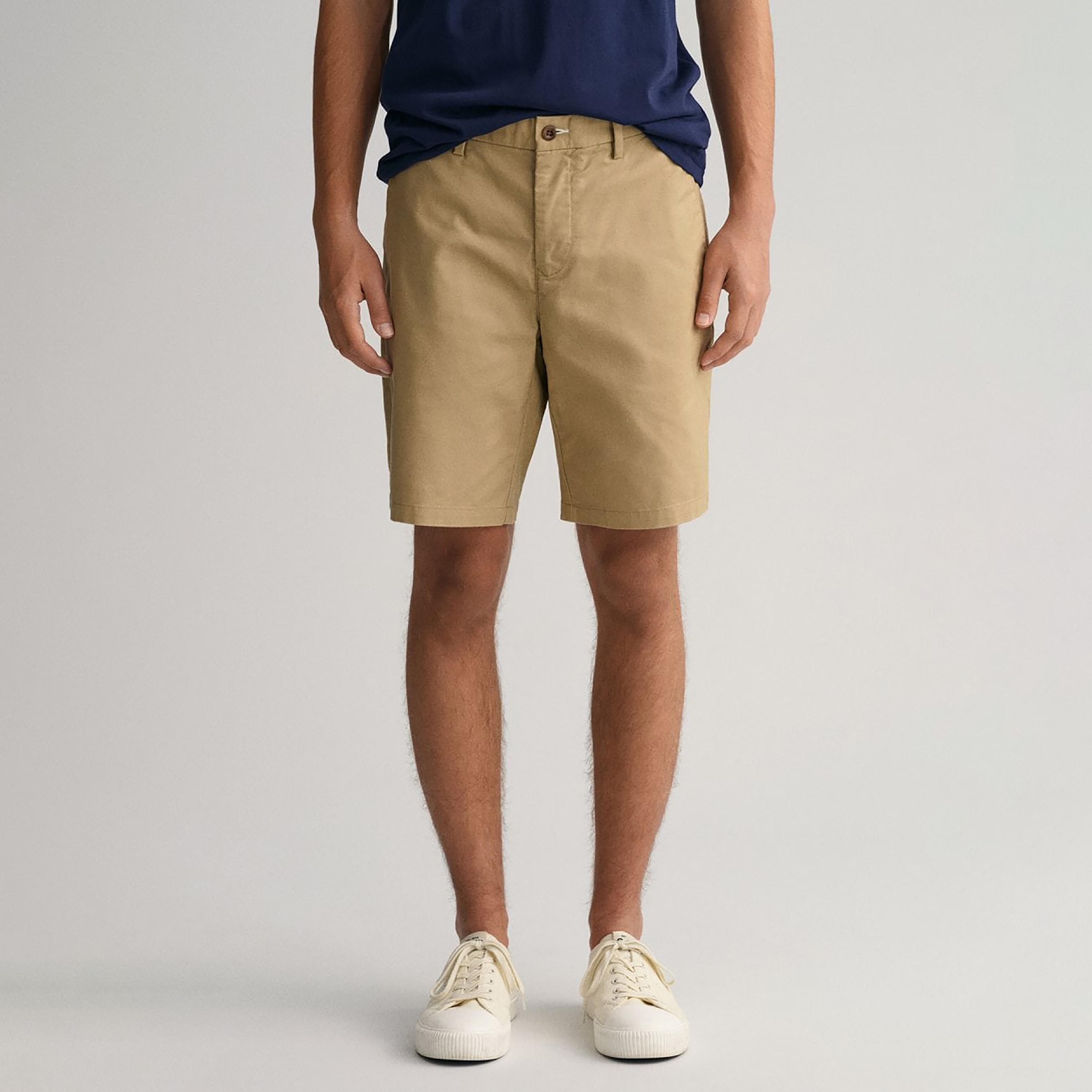 شورت من جانت سادة بأزرار متوسطة الارتفاع-men-clothing-bottoms-shorts-image-3
