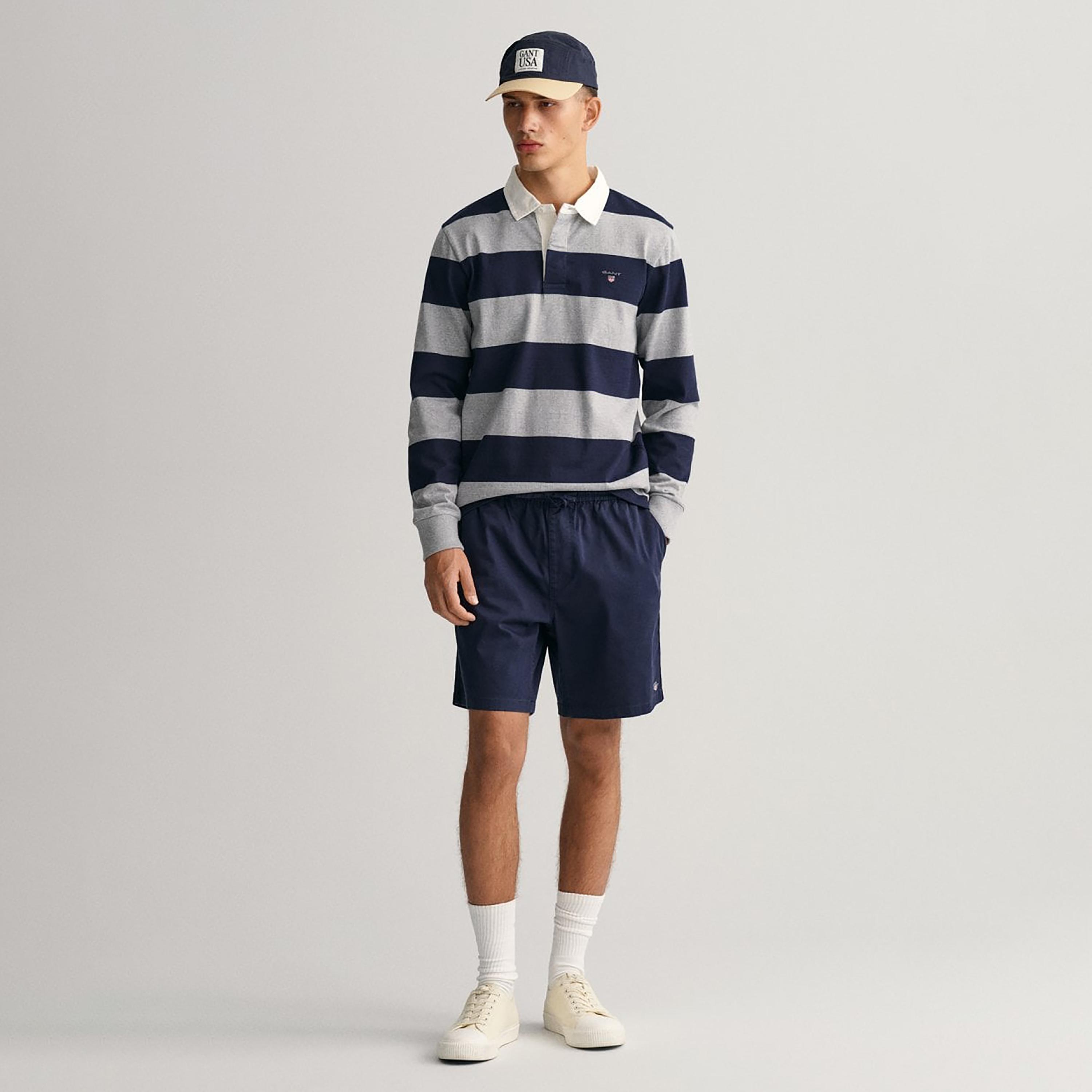 Gant Plain Mid-Rise Drawstring Shorts-men-clothing-bottoms-shorts-image-2