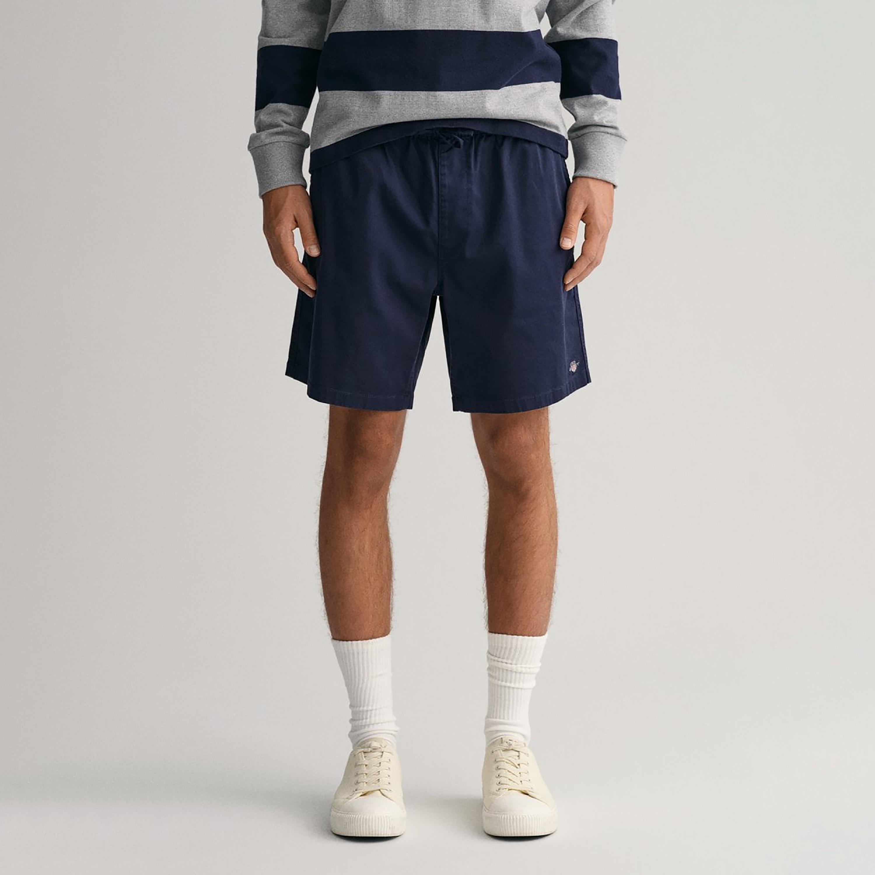 Gant Plain Mid-Rise Drawstring Shorts-men-clothing-bottoms-shorts-image-3