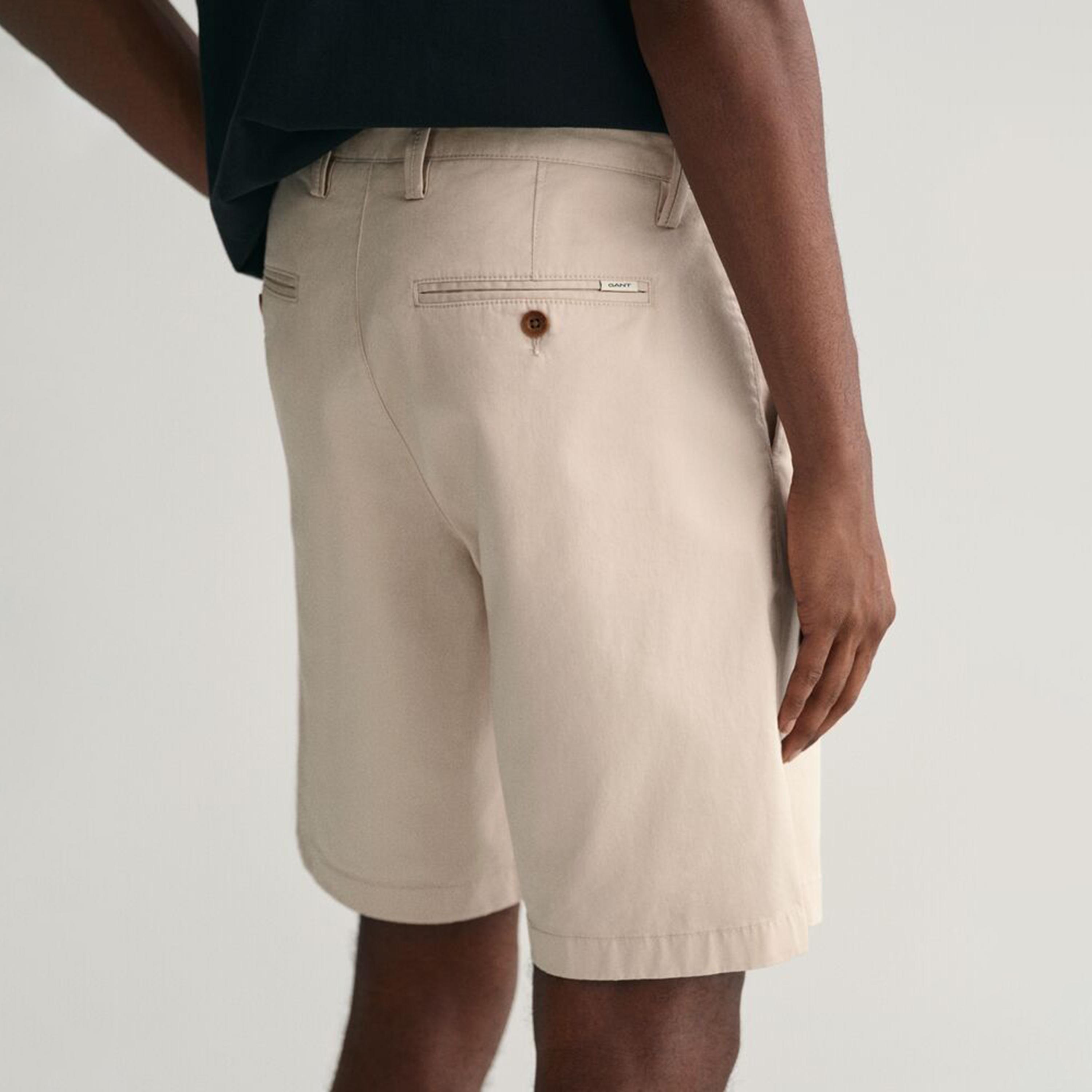 شورت تشينو رجالي سادة بخصر متوسط وأزرار وسحاب من جانت-men-clothing-bottoms-shorts-image-4