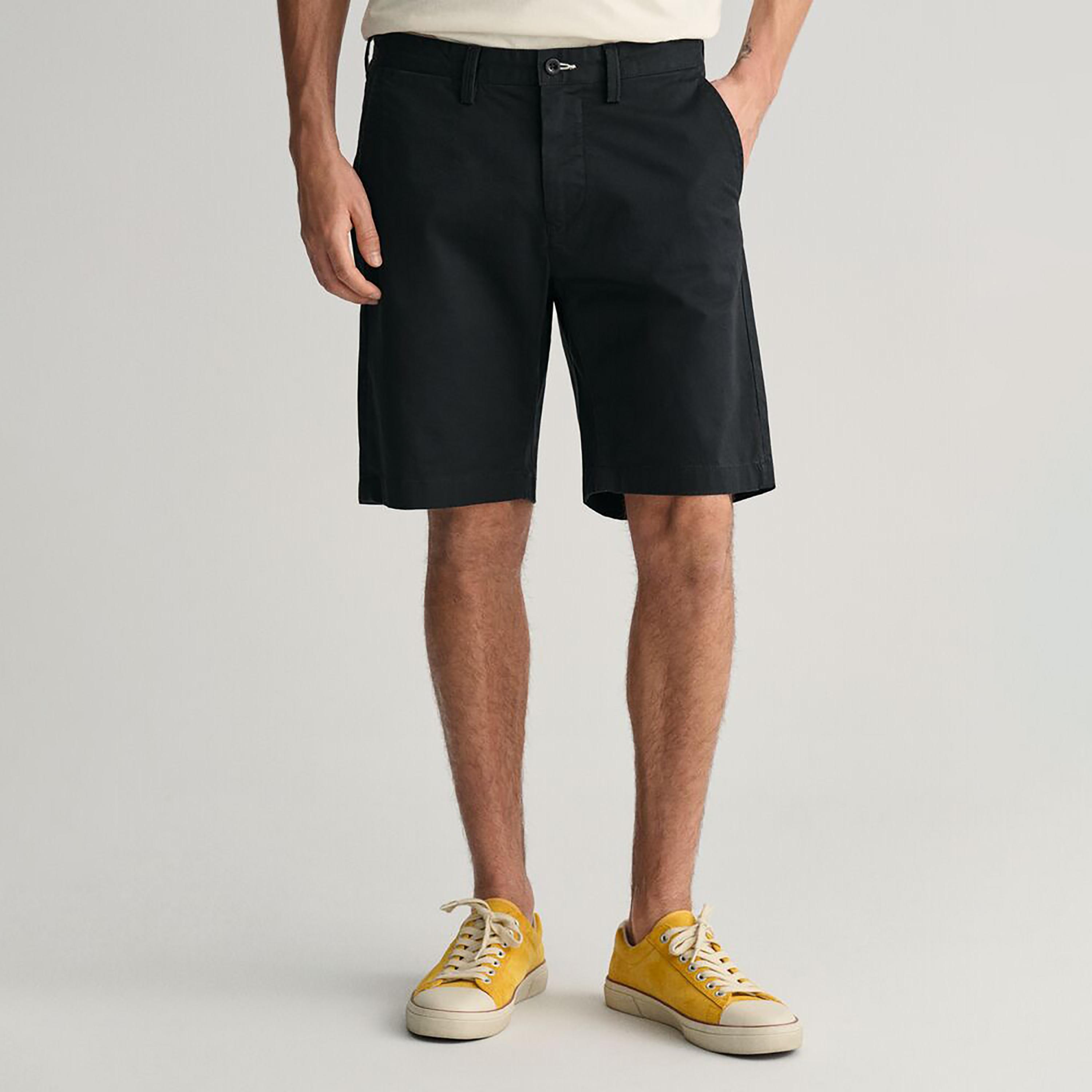 شورت تشينو رجالي سادة بخصر متوسط وأزرار وسحاب من جانت-men-clothing-bottoms-shorts-image-6