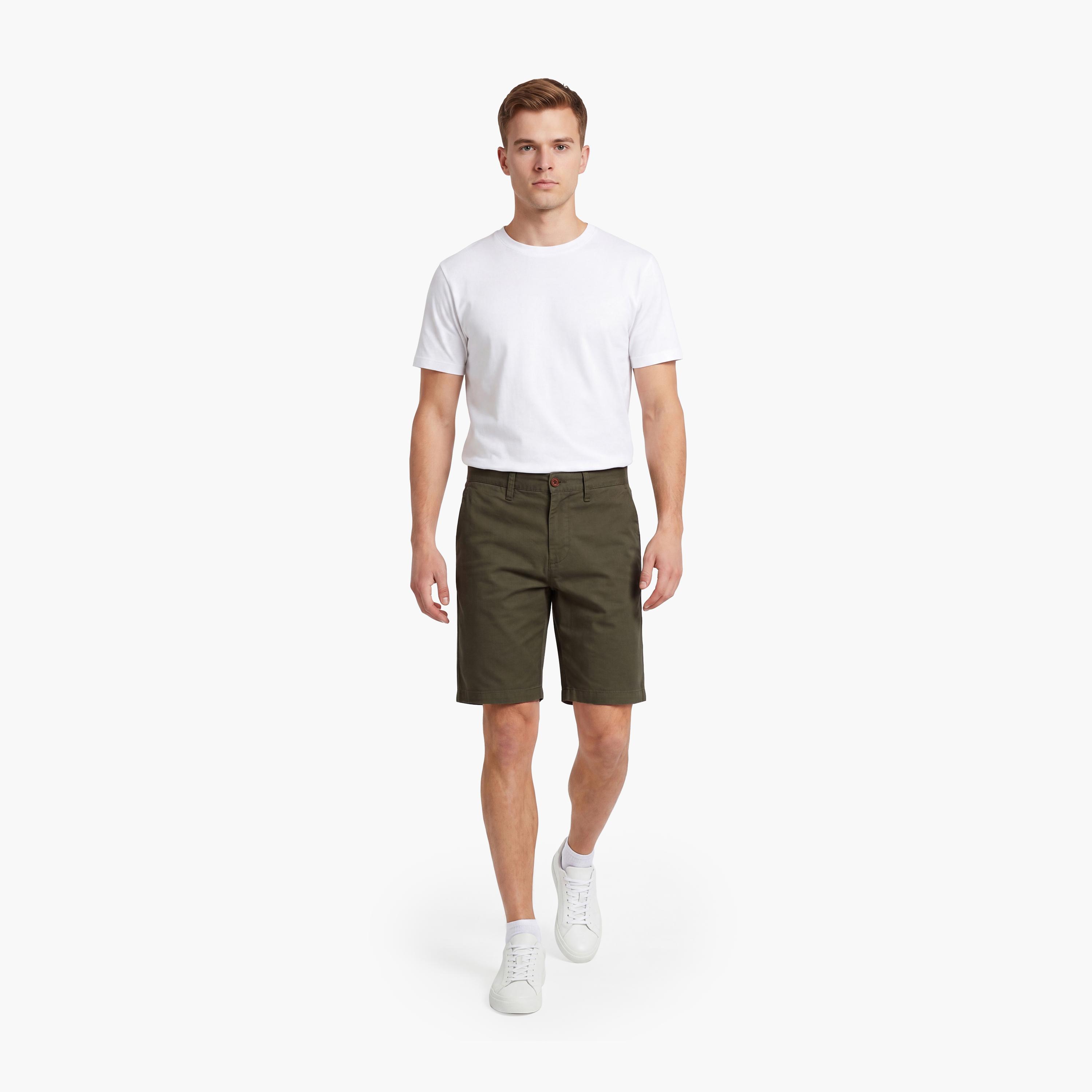 Gant Plain Mid-Rise Button & Zip Fly Men's Chino Shorts-men-clothing-bottoms-shorts-image-2