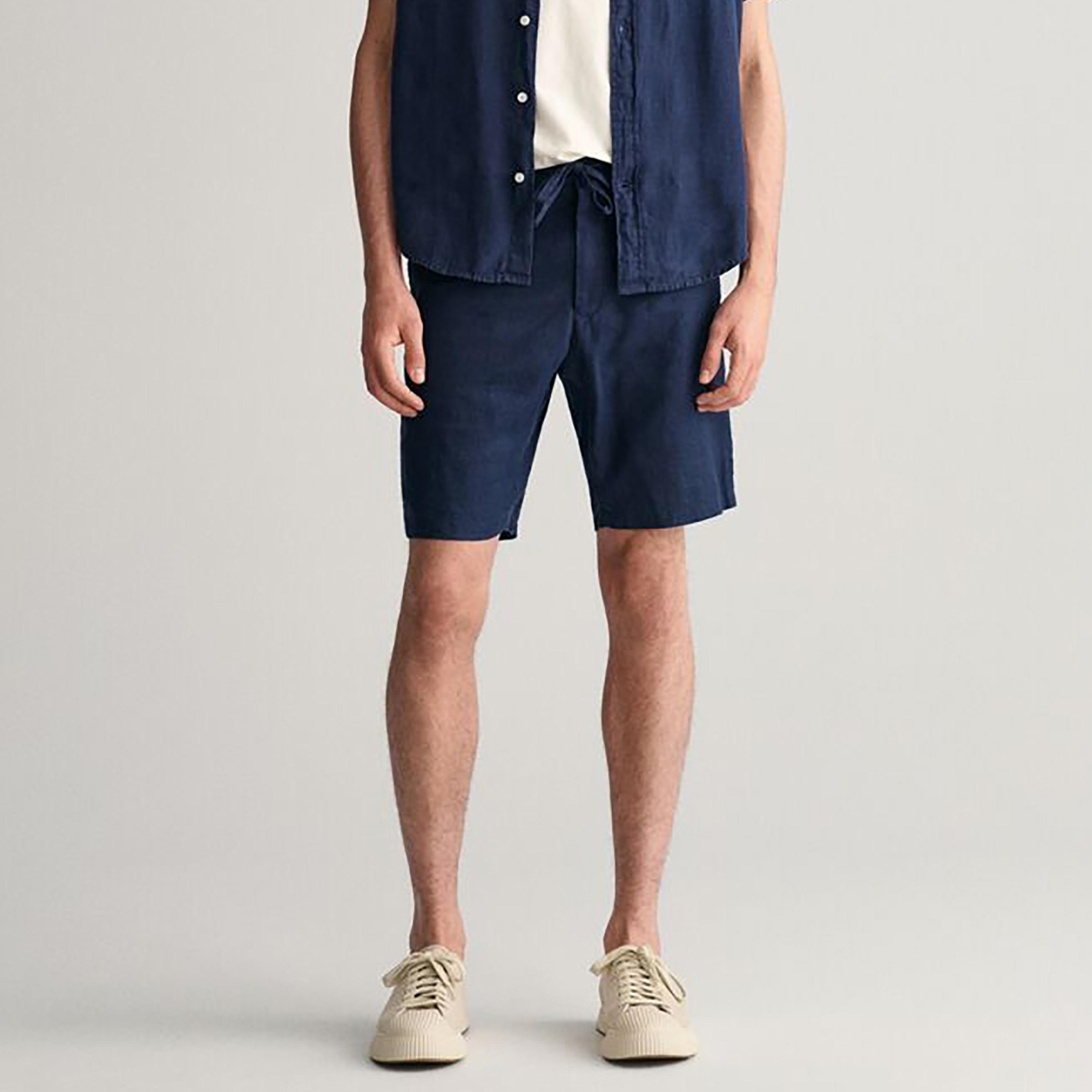 Gant Plain Mid-Rise Slanted Pocket Drawstring Shorts-men-clothing-bottoms-shorts-image-7