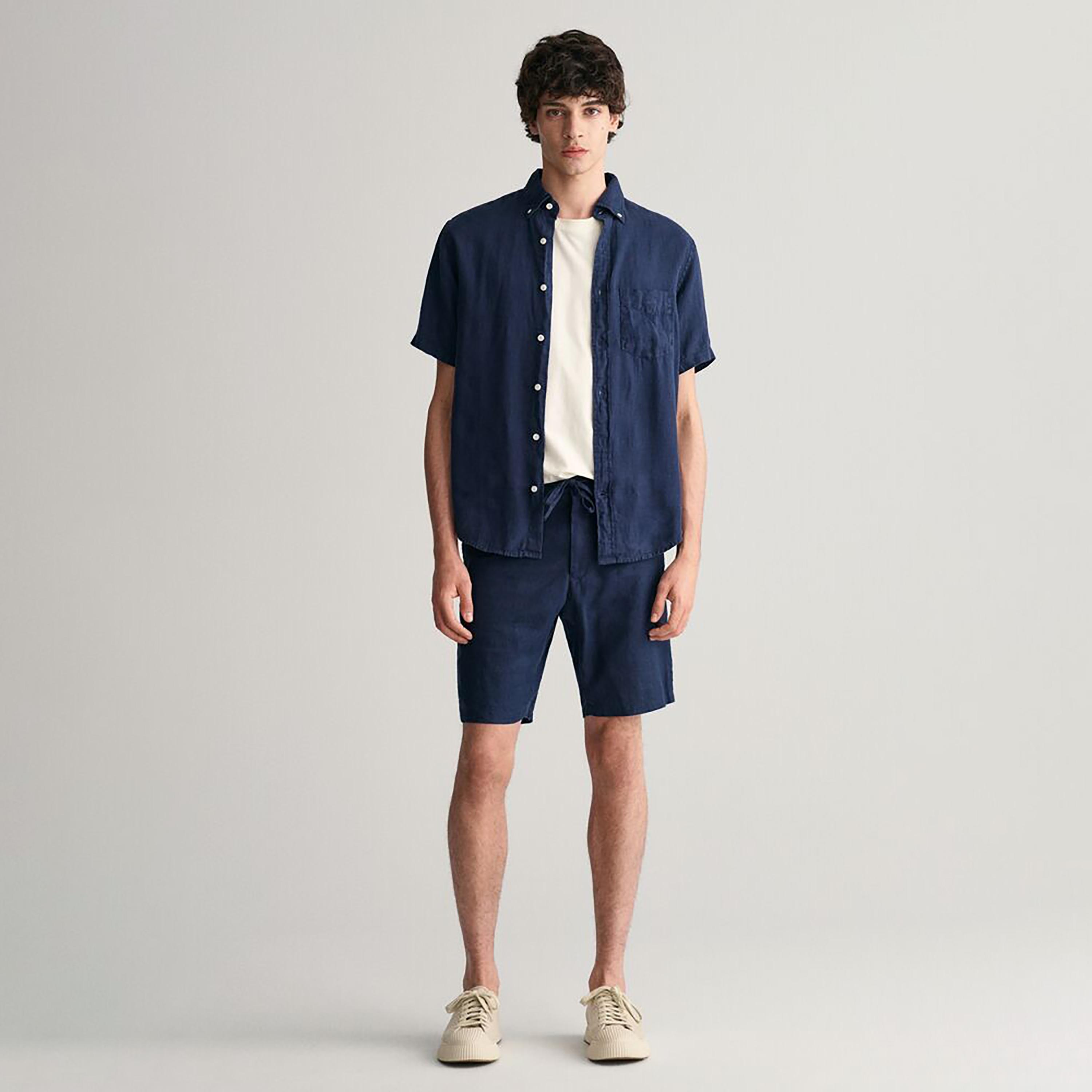 Gant Plain Mid-Rise Slanted Pocket Drawstring Shorts-men-clothing-bottoms-shorts-image-8