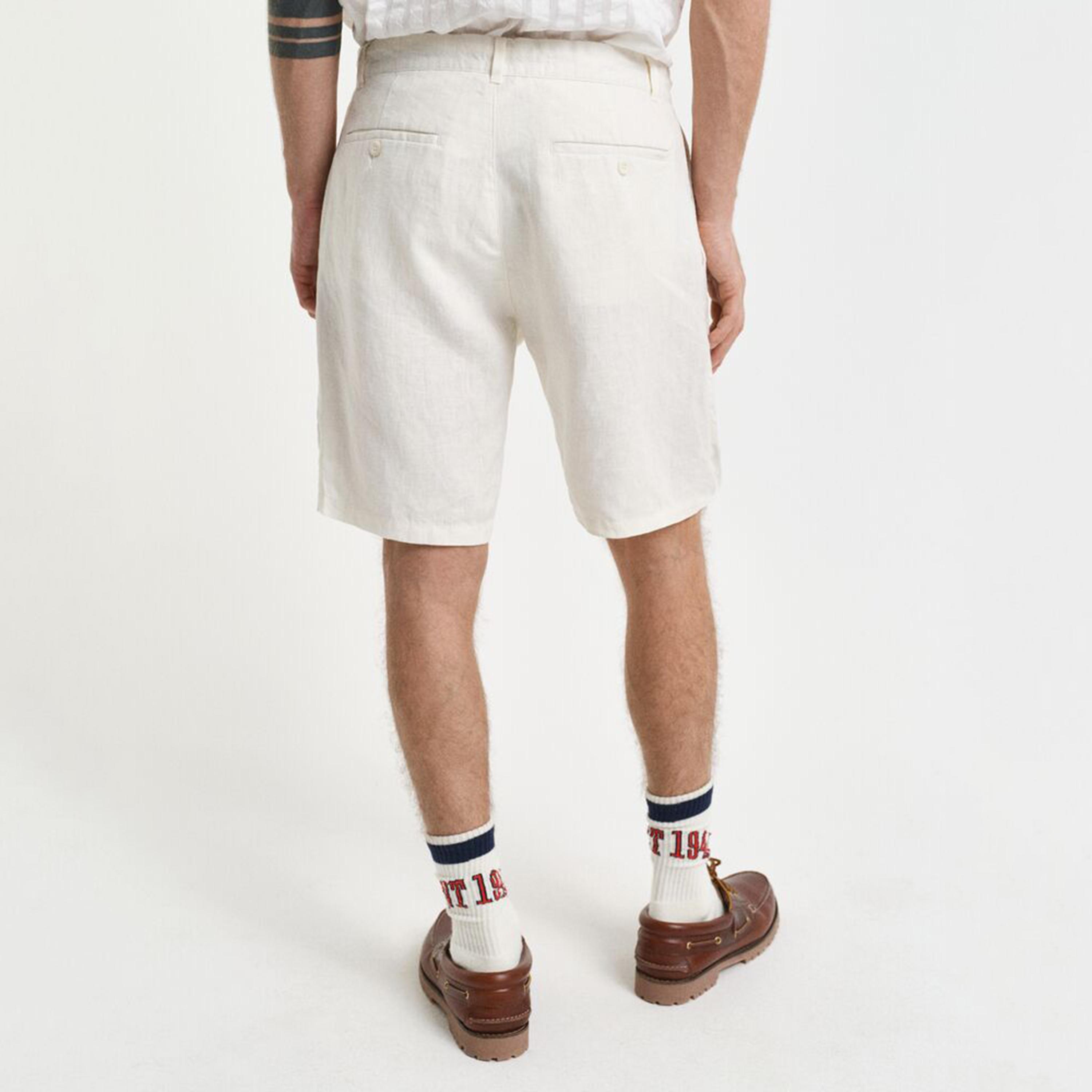 Gant Plain Mid-Rise Drawstring Men's Linen Shorts-men-clothing-bottoms-shorts-image-4