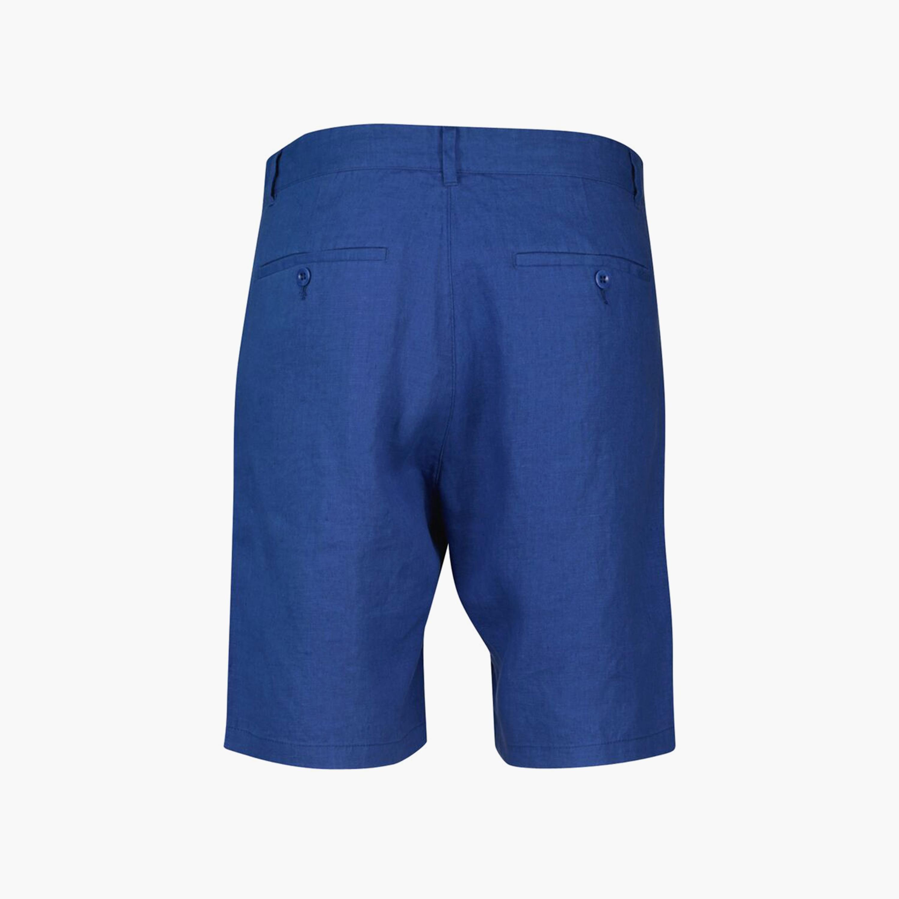شورت رجالي من الكتان السادة بخصر متوسط الارتفاع ورباط شد من جانت-men-clothing-bottoms-shorts-image-6