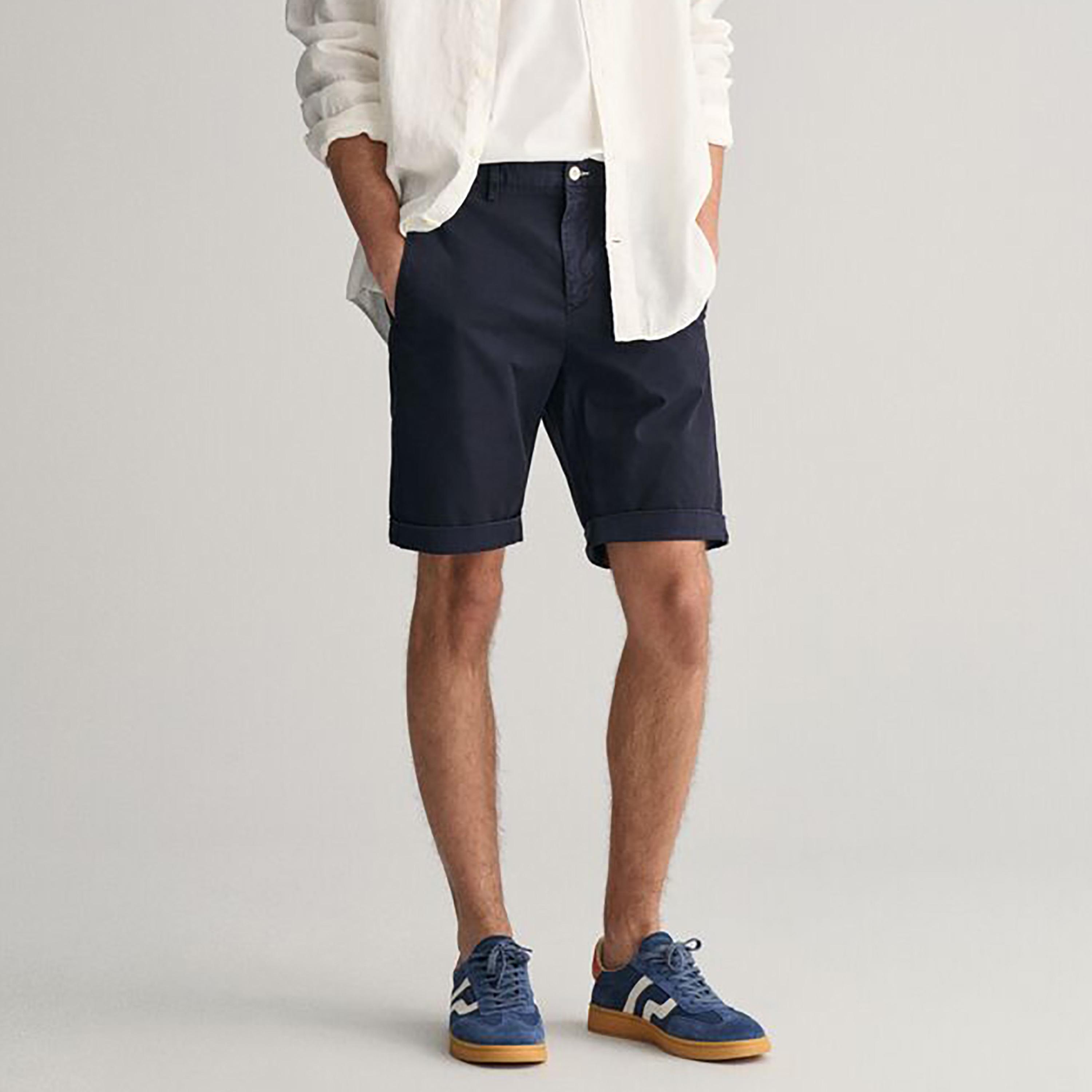 Buy Men s Gant Plain Mid Rise Button Closure Men Shorts Online Centrepoint UAE