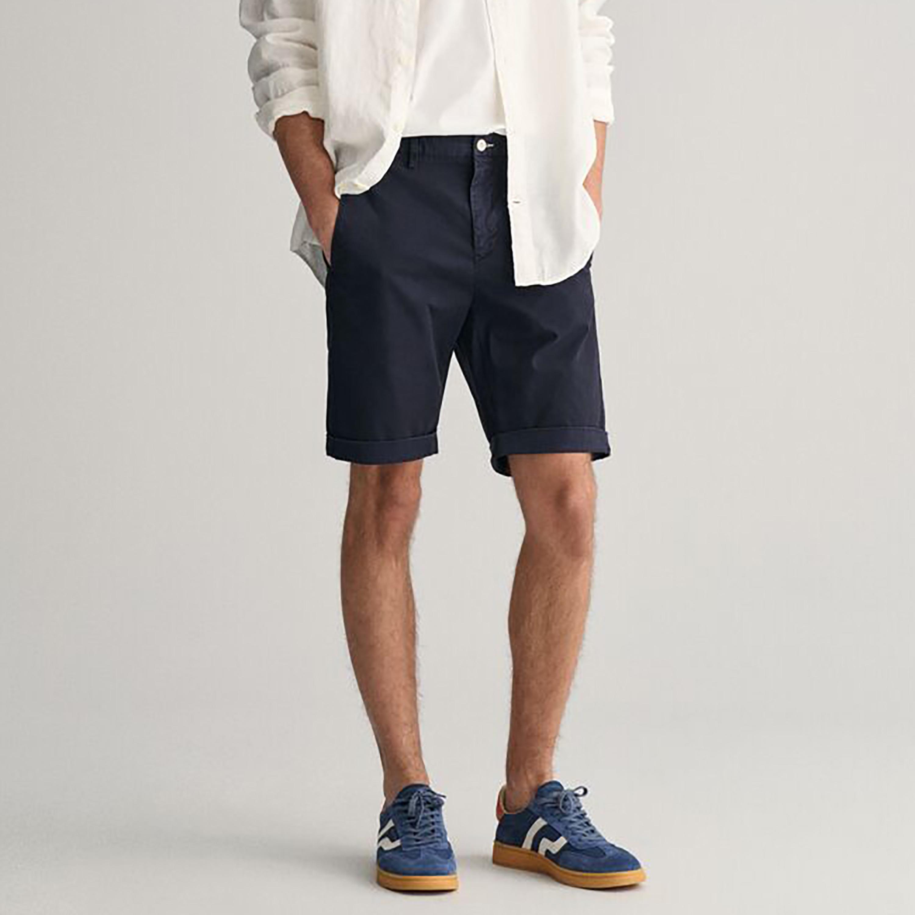 شورت غانت العادي بإغلاق زر متوسط الارتفاع-men-clothing-bottoms-shorts-image-1