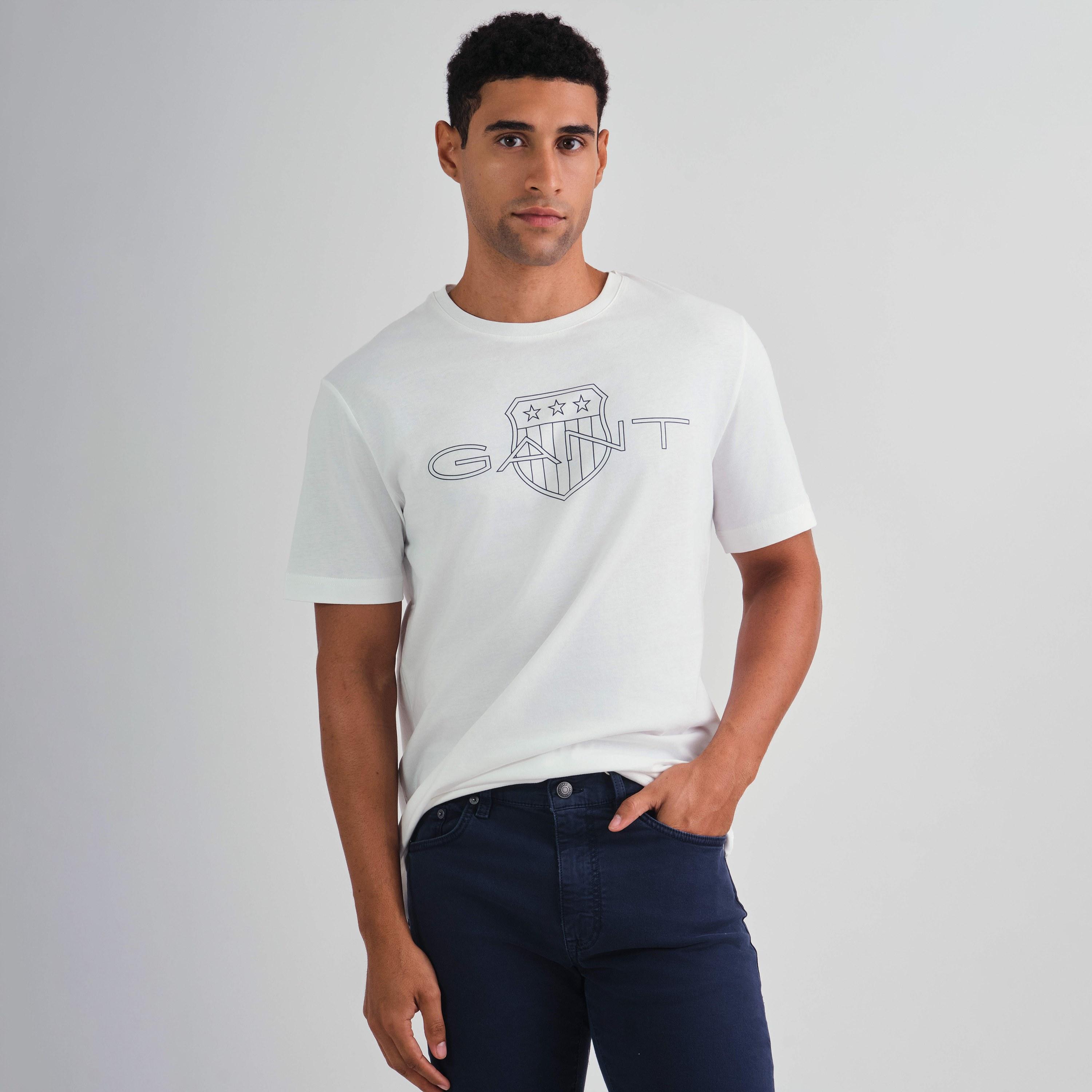 Gant Shield Logo Print Round Neck Short Sleeves Men's T-Shirt-men-clothing-tshirtsandpolos-tshirts-image-1