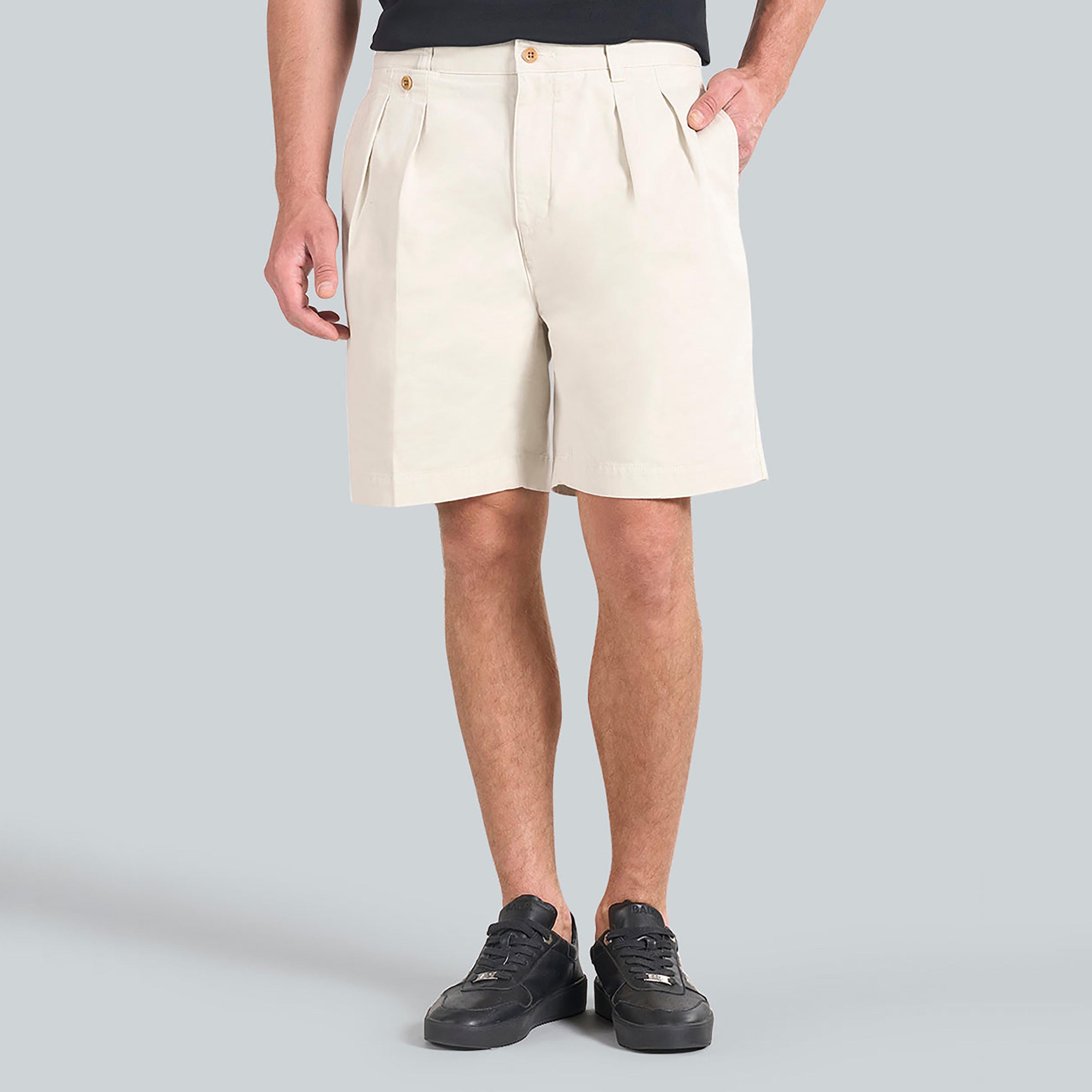 شورت تشينو رجالي سادة بخصر متوسط وأزرار من جانت-men-clothing-bottoms-shorts-image-1