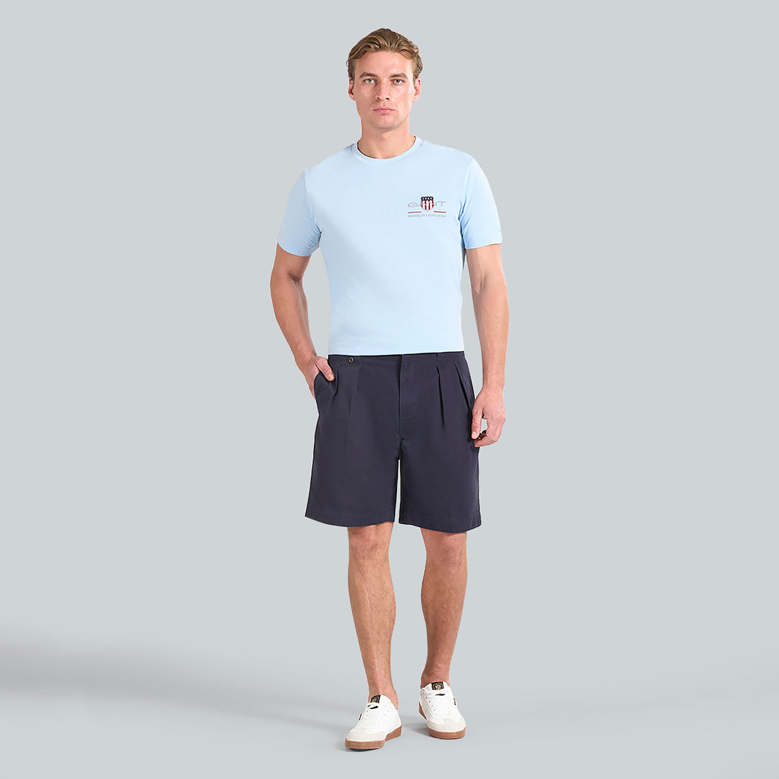 Gant Plain Mid Rise Button Men's Chino Shorts-men-clothing-bottoms-shorts-image-2