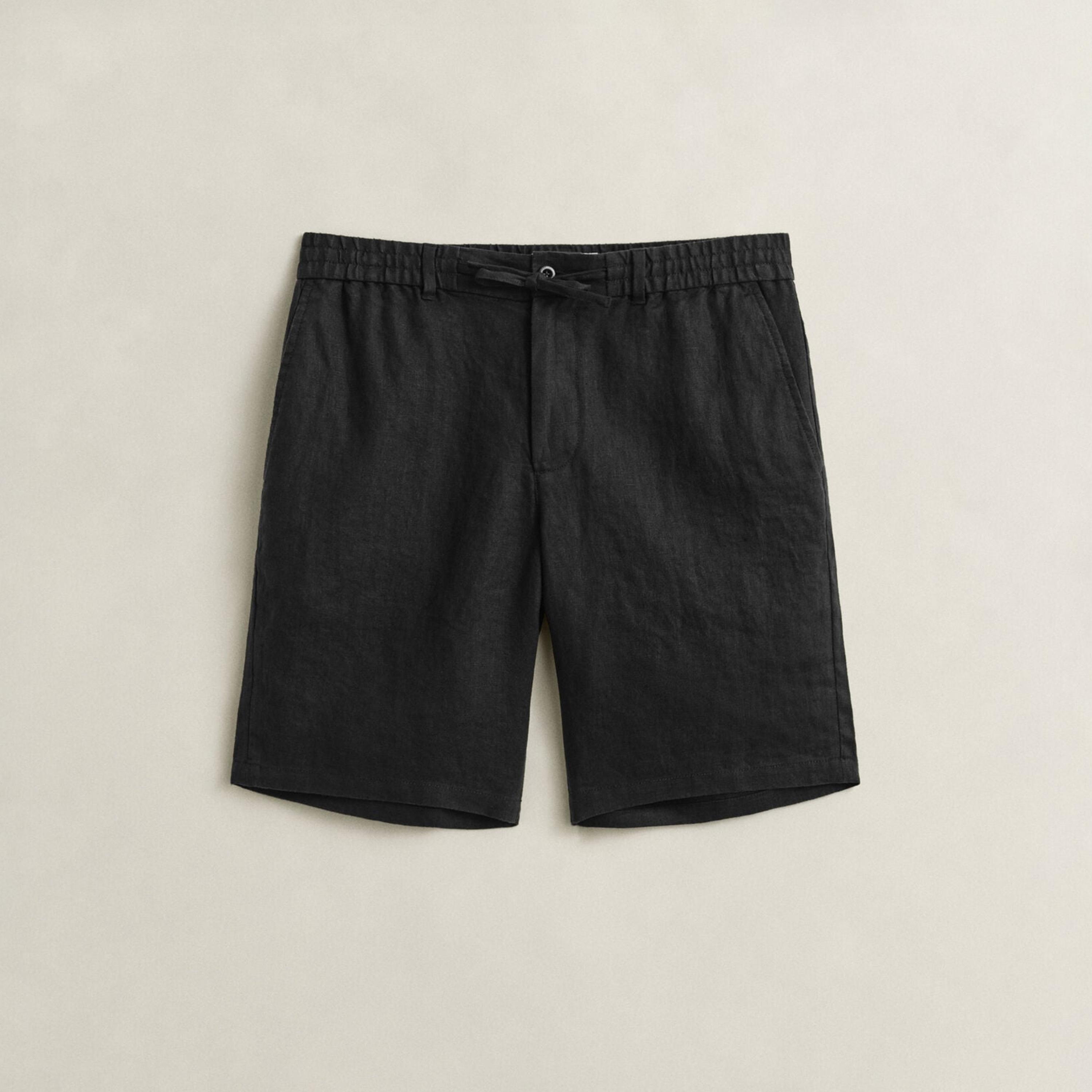 Gant Plain Mid Rise Button & Drawstring Men's Linen Shorts-men-clothing-bottoms-shorts-image-5