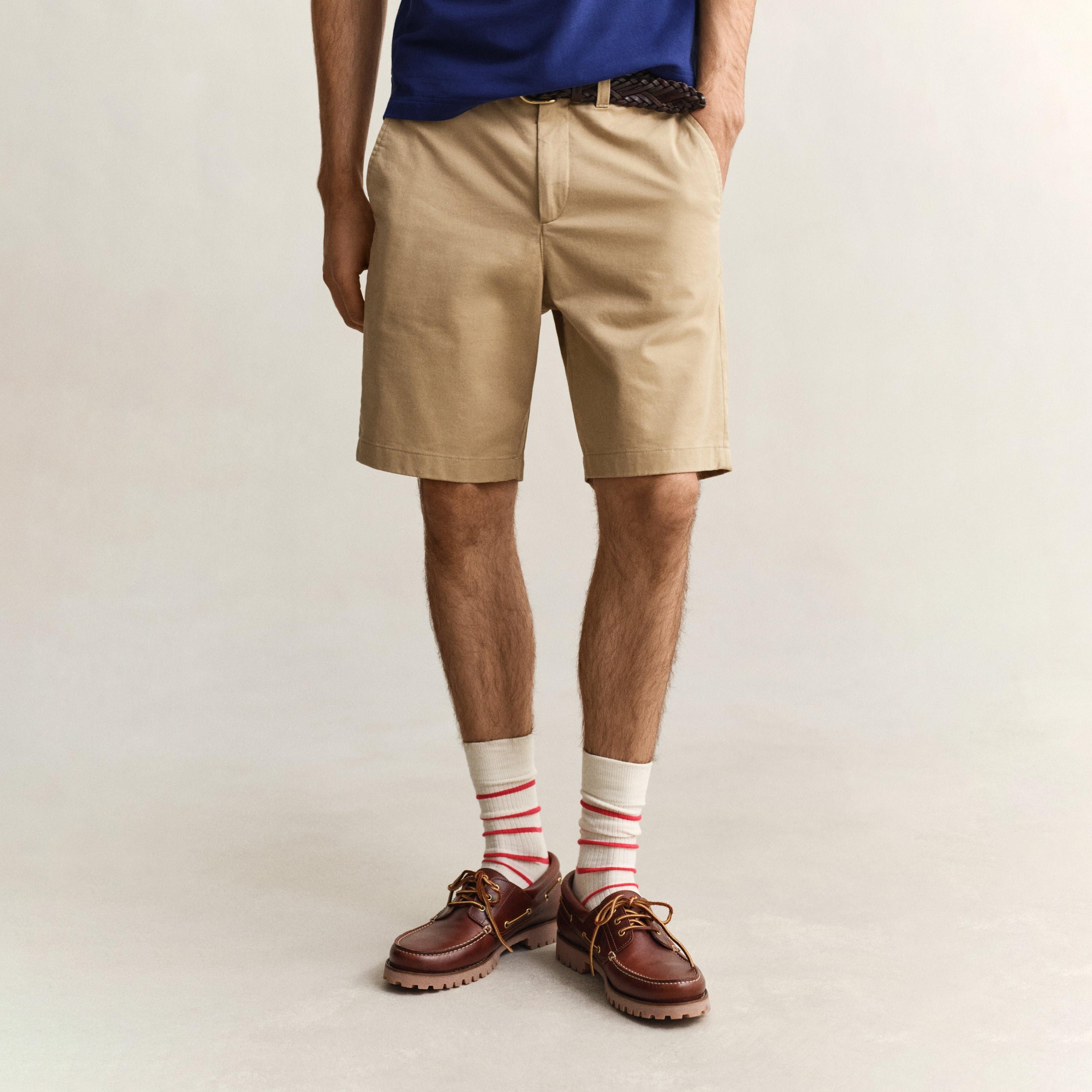 Gant Plain Mid-Rise Button & Zip Fly Men's Chino Shorts-men-clothing-bottoms-shorts-image-1