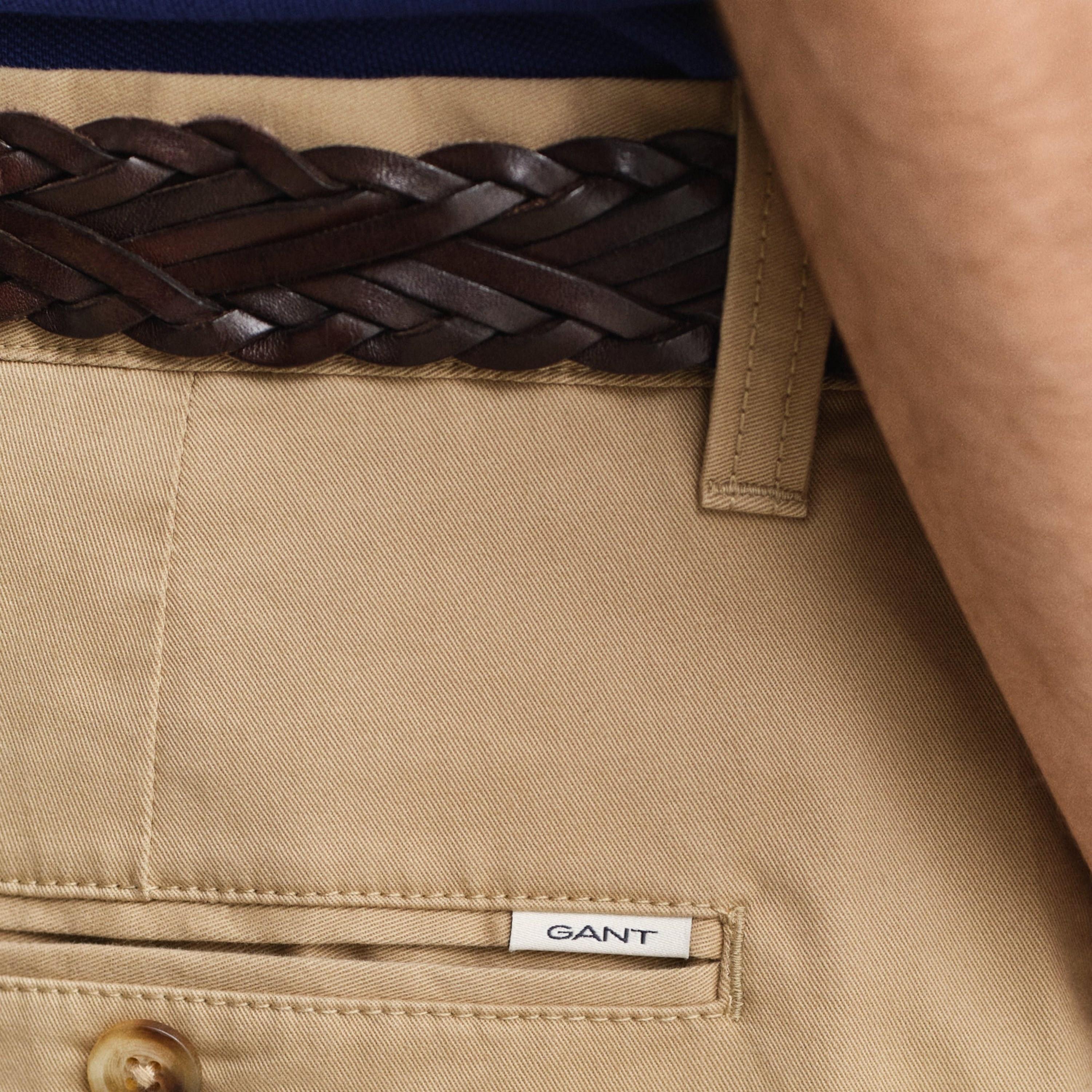 Gant Plain Mid-Rise Button & Zip Fly Men's Chino Shorts-men-clothing-bottoms-shorts-image-4