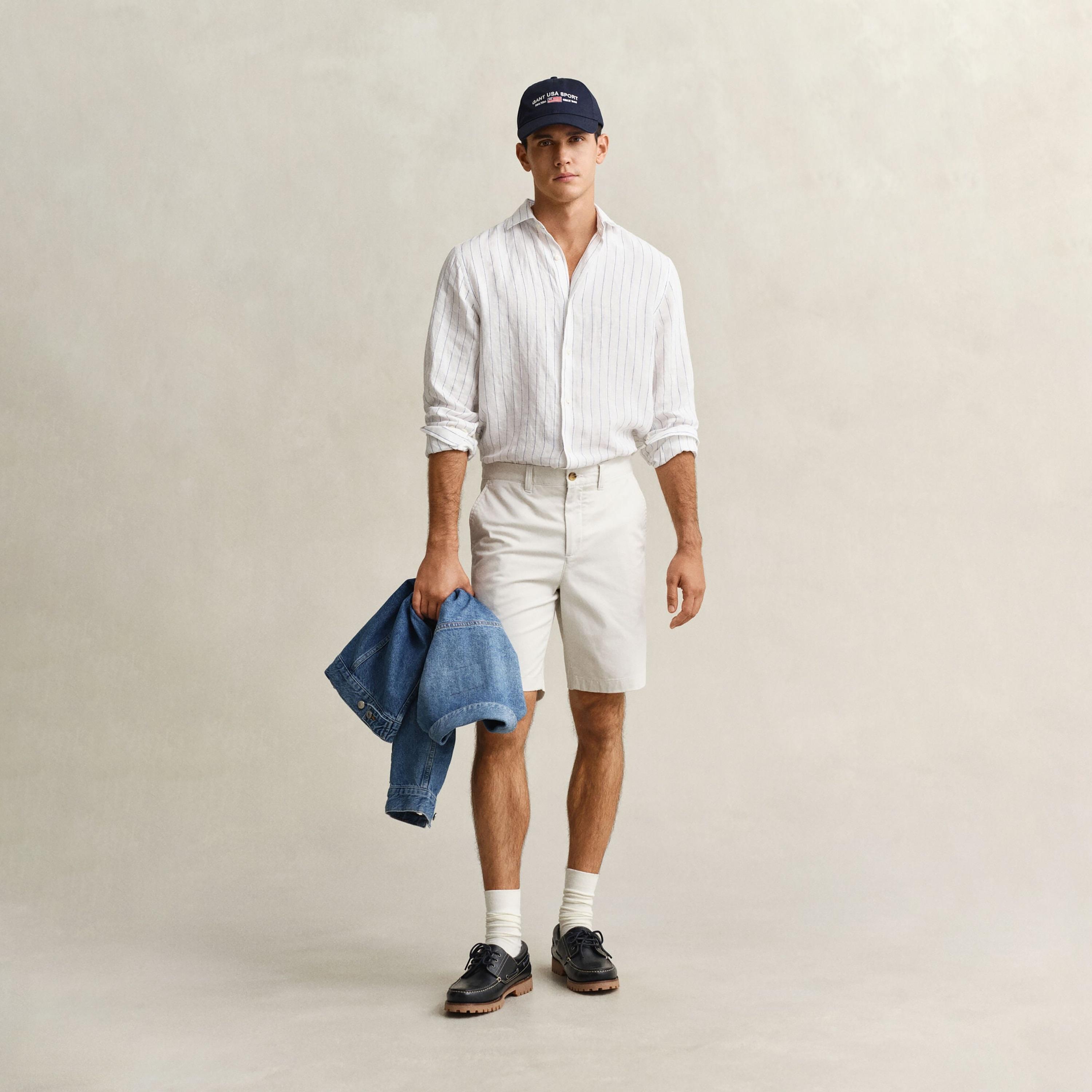Gant Plain Mid-Rise Button & Zip Fly Men's Chino Shorts-men-clothing-bottoms-shorts-image-5