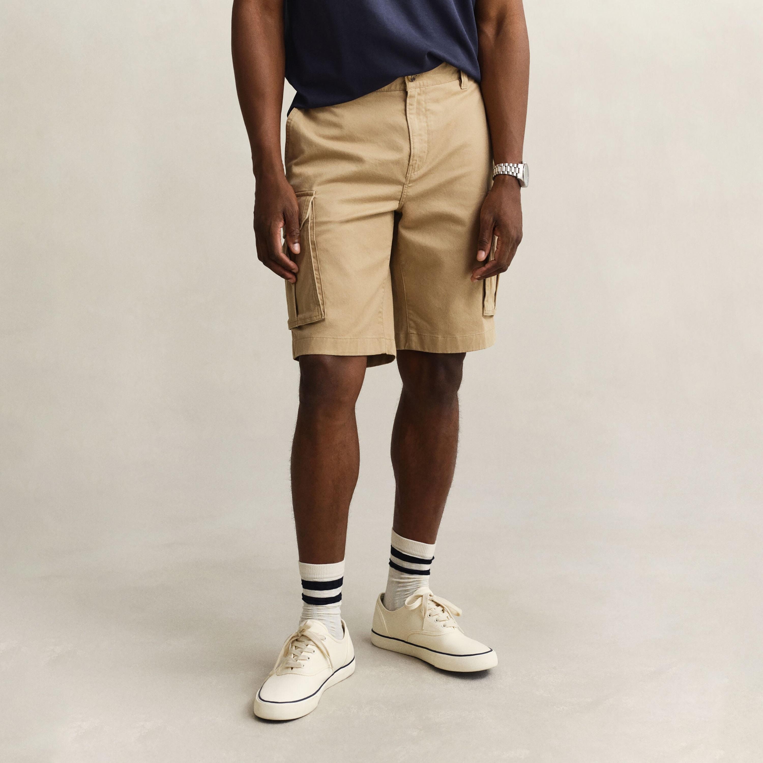 Gant Plain Mid-Rise Button & Zip Fly Men's Cargo Shorts-men-clothing-bottoms-shorts-image-1