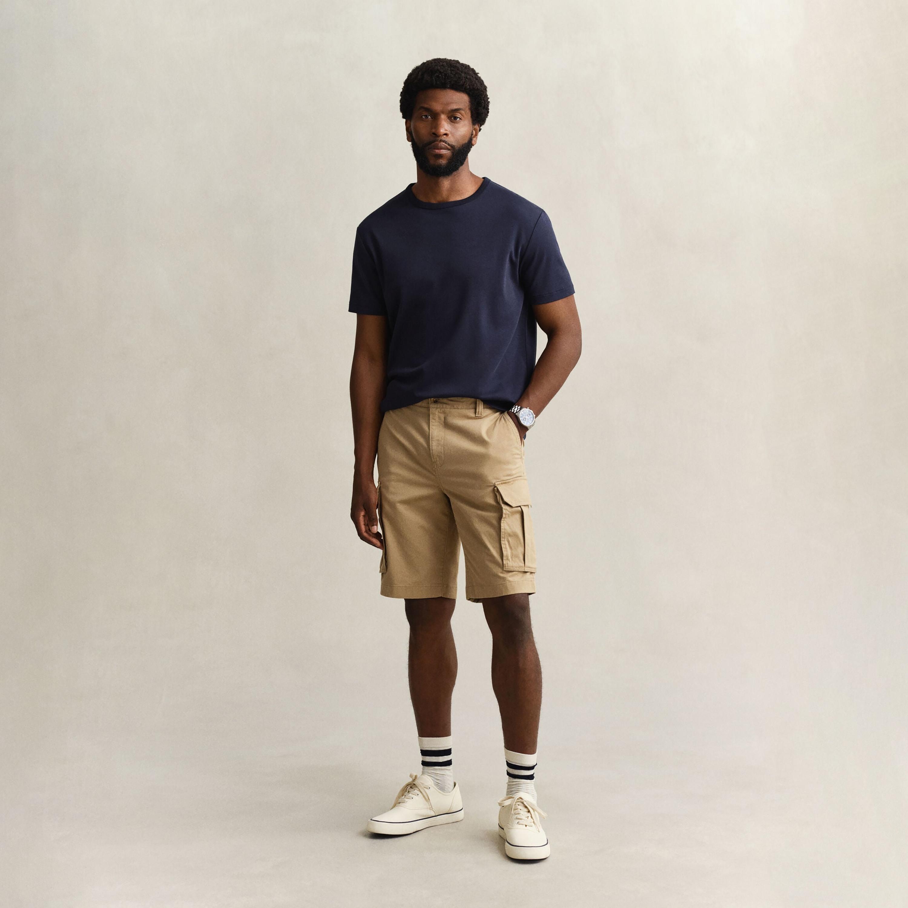 Gant Plain Mid-Rise Button & Zip Fly Men's Cargo Shorts-men-clothing-bottoms-shorts-image-2