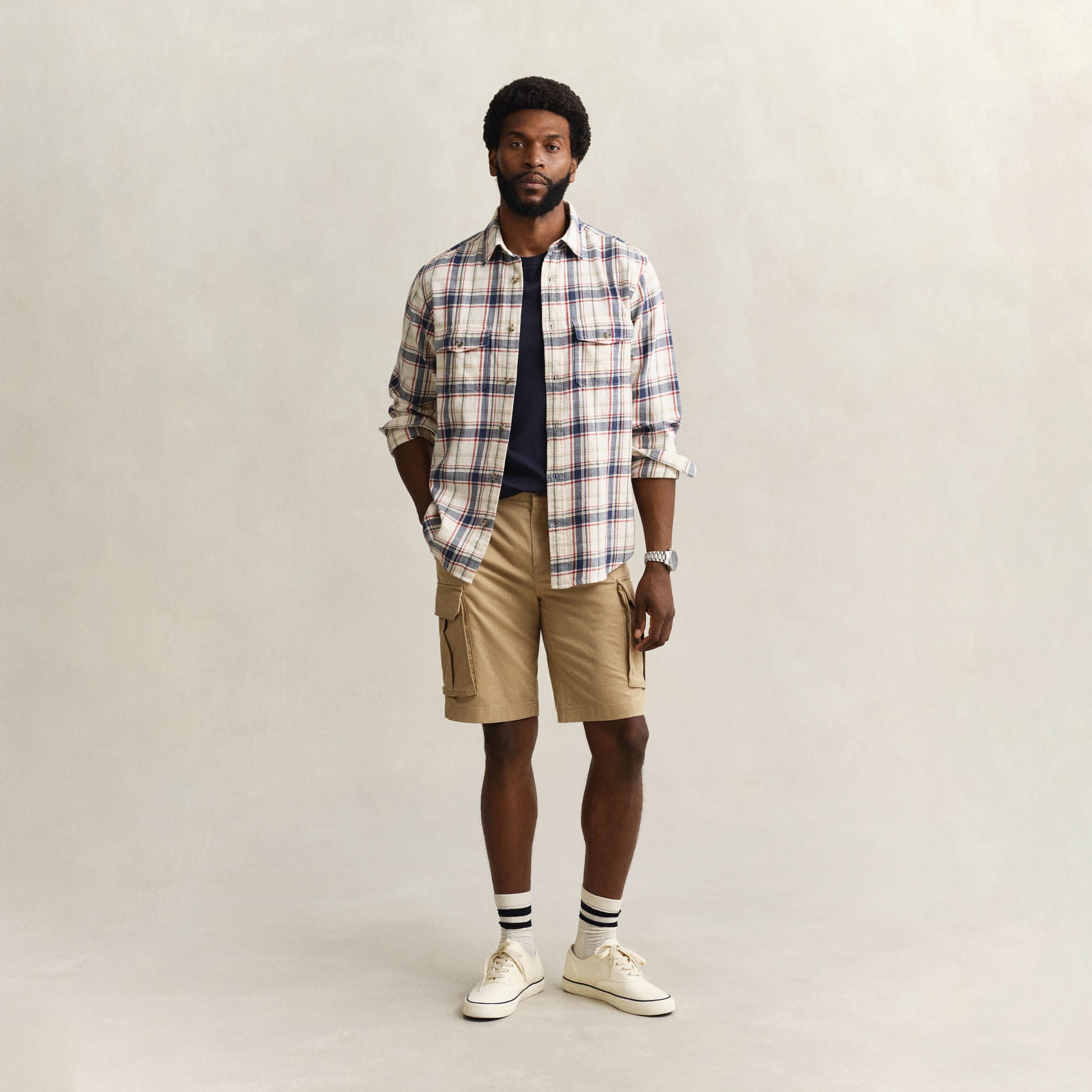 Gant Plain Mid-Rise Button & Zip Fly Men's Cargo Shorts-men-clothing-bottoms-shorts-image-5