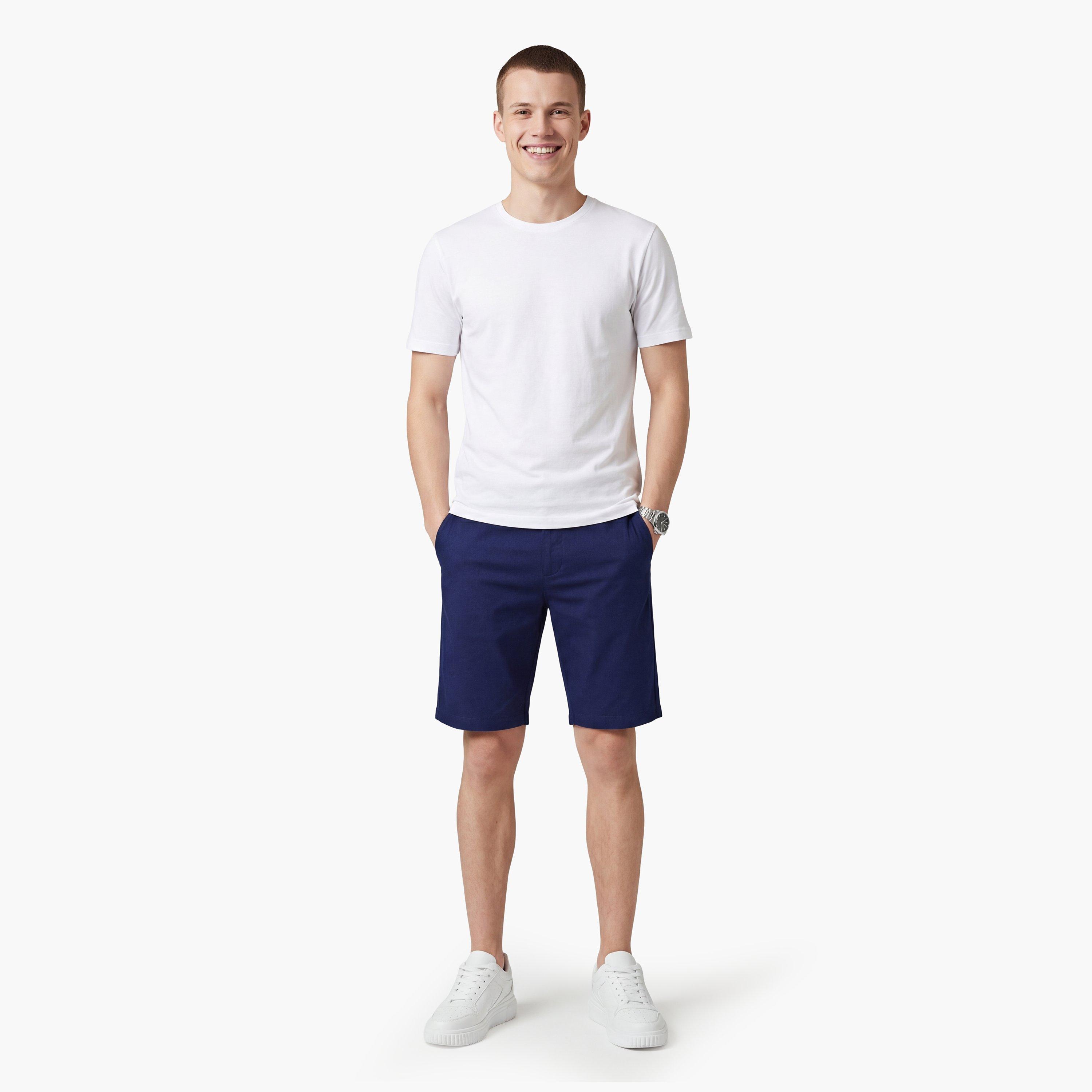 Gant Plain Mid-Rise Button & Zip Fly Men's Chino Shorts-men-clothing-bottoms-shorts-image-2