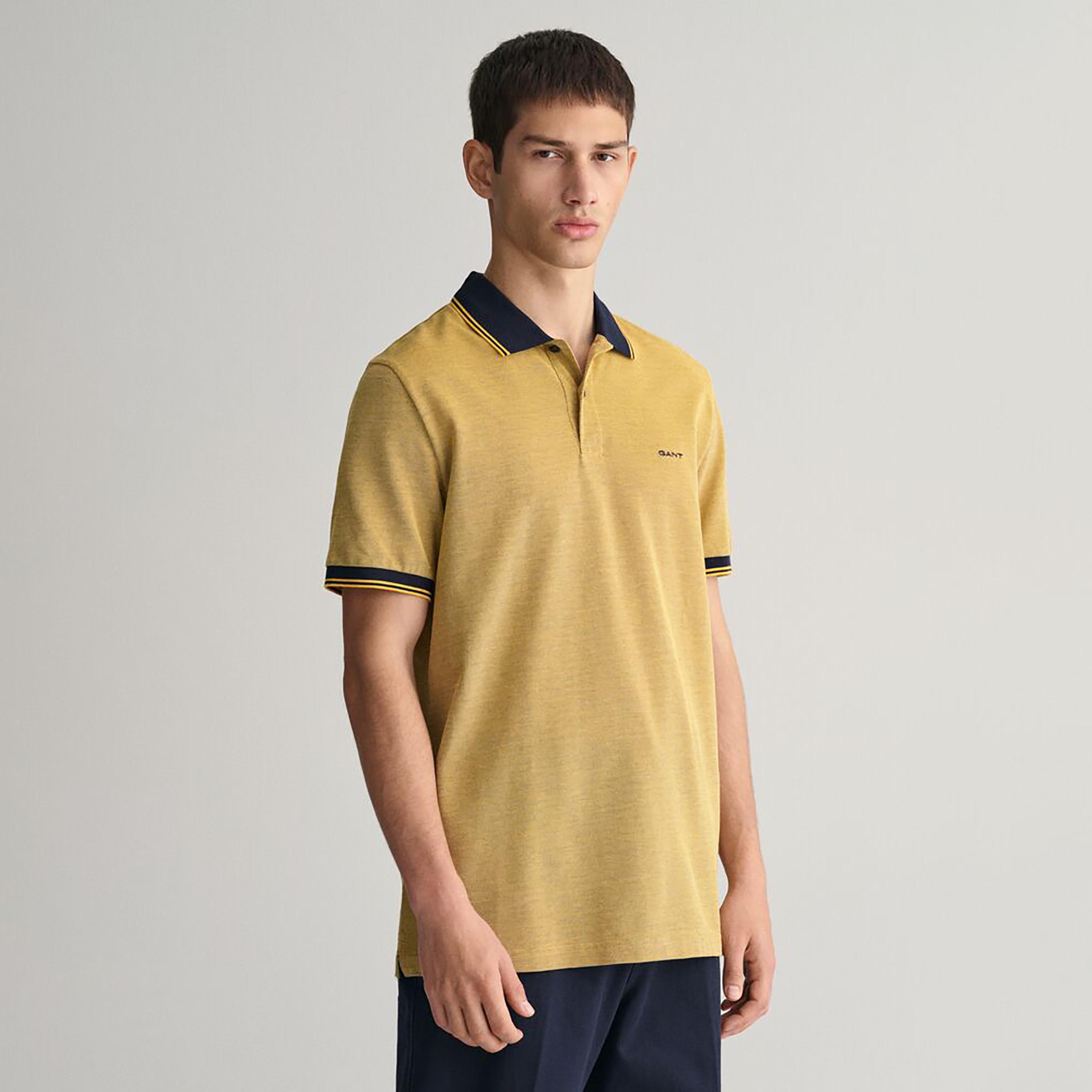 تيشيرت بولو أكسفورد بأكمام قصيرة وياقة وشعار غانت-men-clothing-tshirtsandpolos-polos-image-14