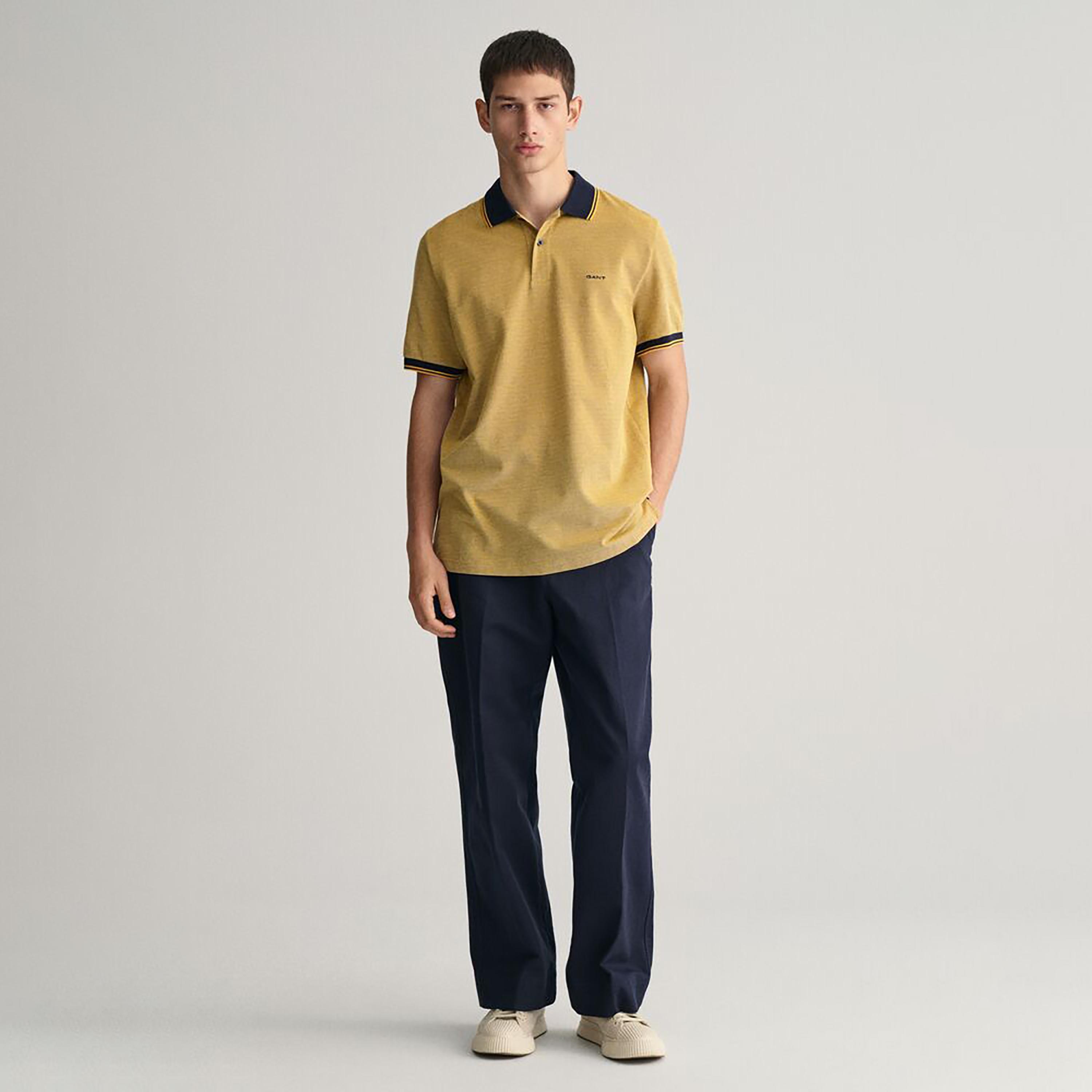 تيشيرت بولو أكسفورد بأكمام قصيرة وياقة وشعار غانت-men-clothing-tshirtsandpolos-polos-image-15
