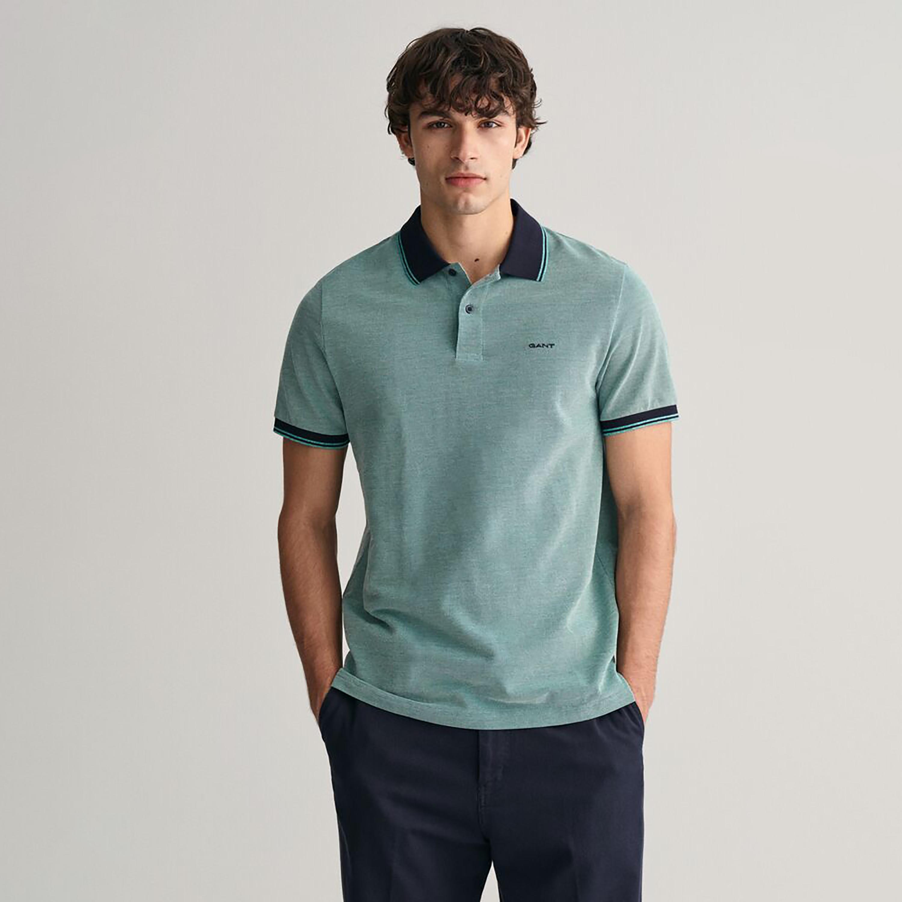 تيشيرت بولو أكسفورد بأكمام قصيرة وياقة وشعار غانت-men-clothing-tshirtsandpolos-polos-image-4