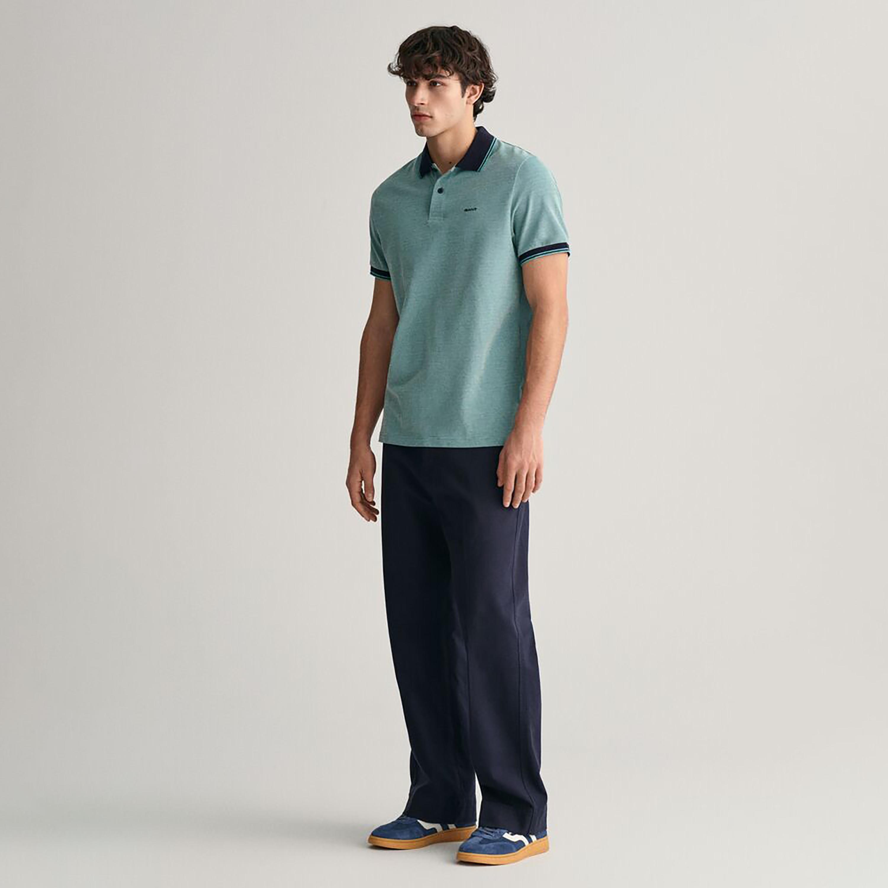 تيشيرت بولو أكسفورد بأكمام قصيرة وياقة وشعار غانت-men-clothing-tshirtsandpolos-polos-image-5