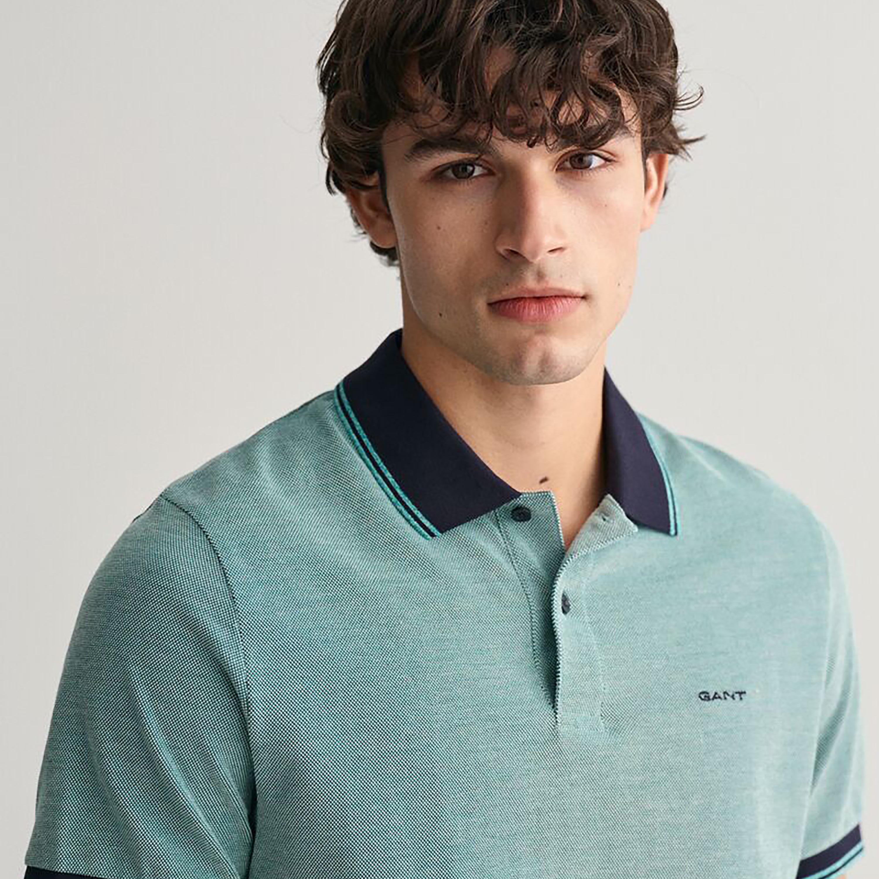 تيشيرت بولو أكسفورد بأكمام قصيرة وياقة وشعار غانت-men-clothing-tshirtsandpolos-polos-image-6