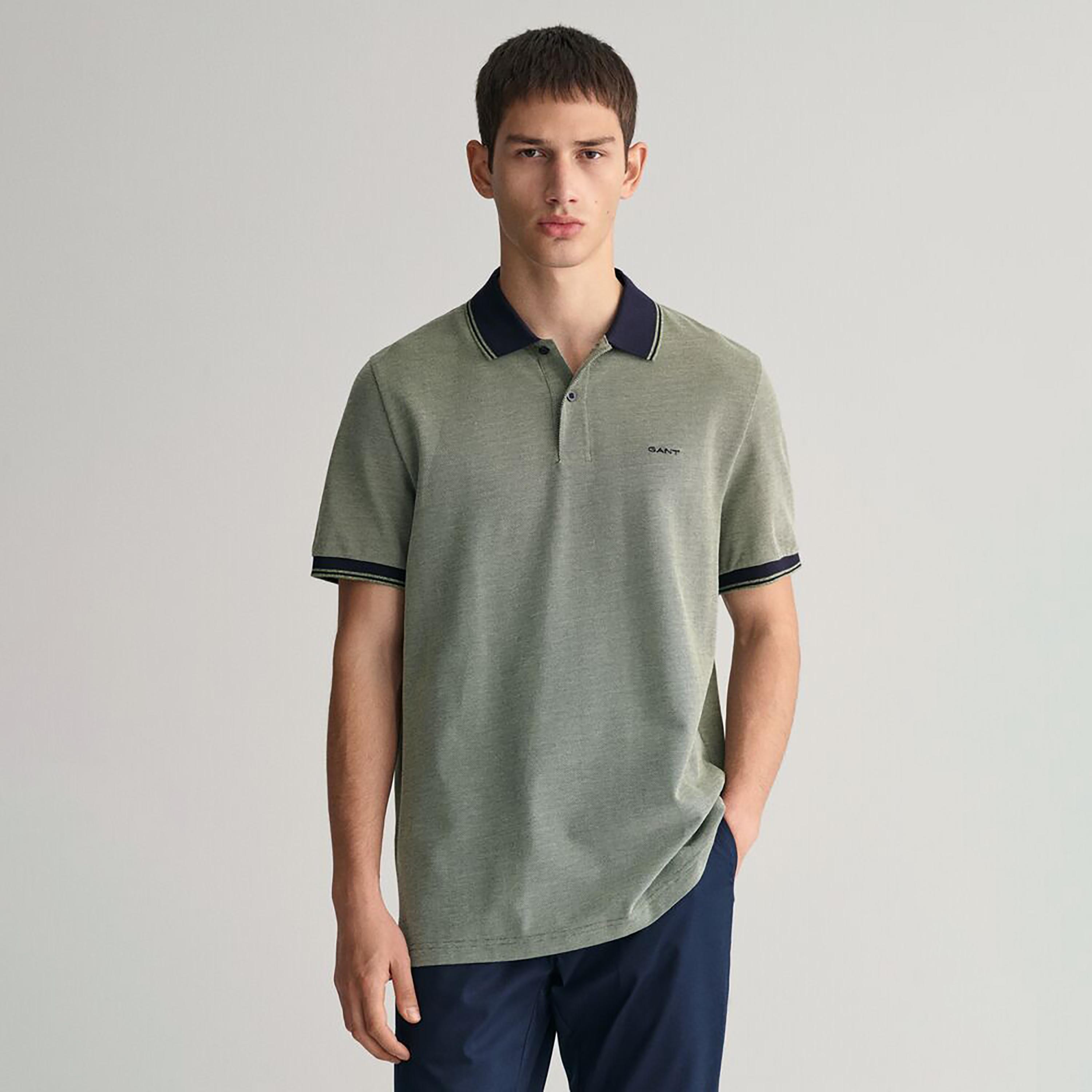 Gant Logo Collared Short Sleeves Oxford Polo T-Shirt-men-clothing-tshirtsandpolos-polos-image-1