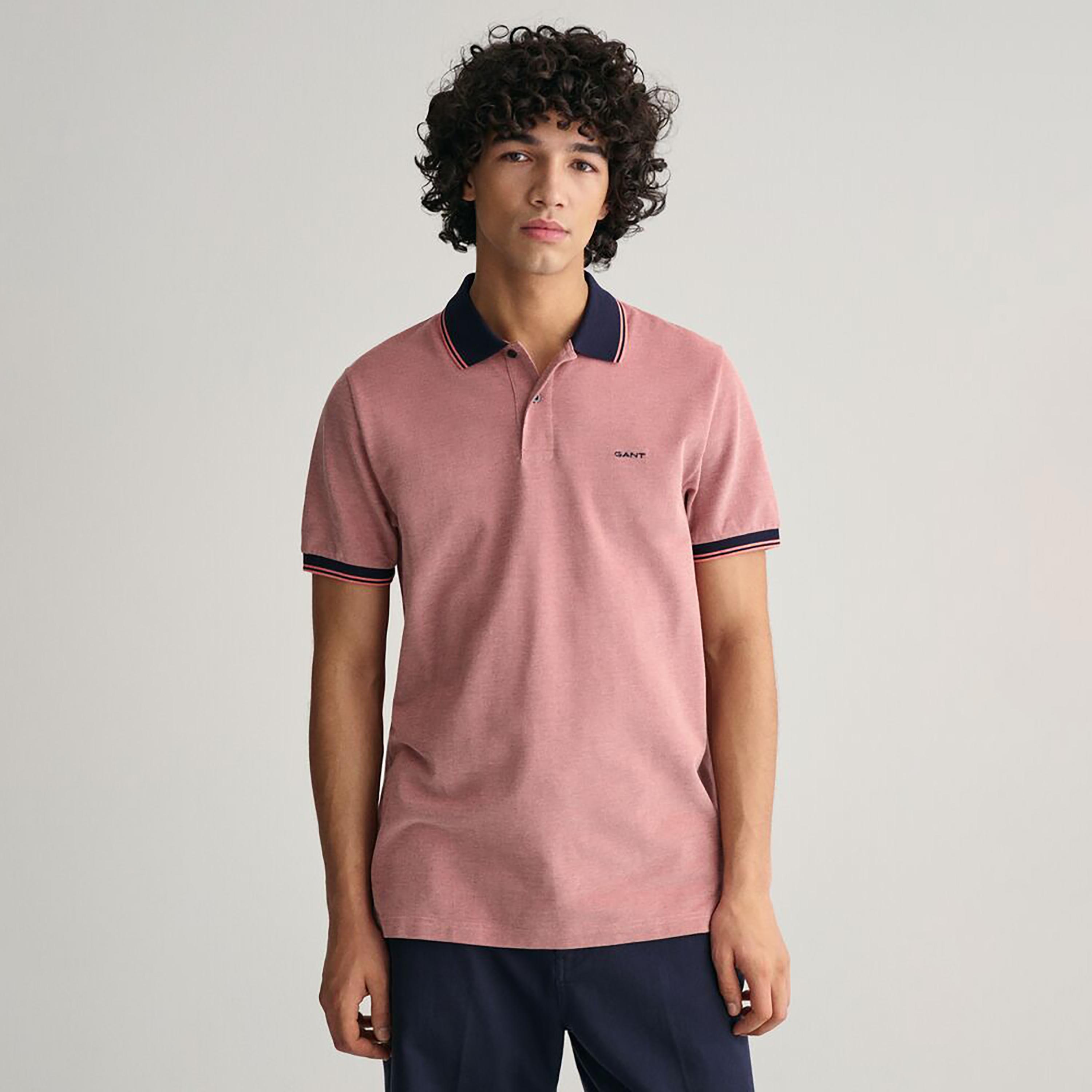 تيشيرت بولو أكسفورد بأكمام قصيرة وياقة وشعار غانت-men-clothing-tshirtsandpolos-polos-image-11