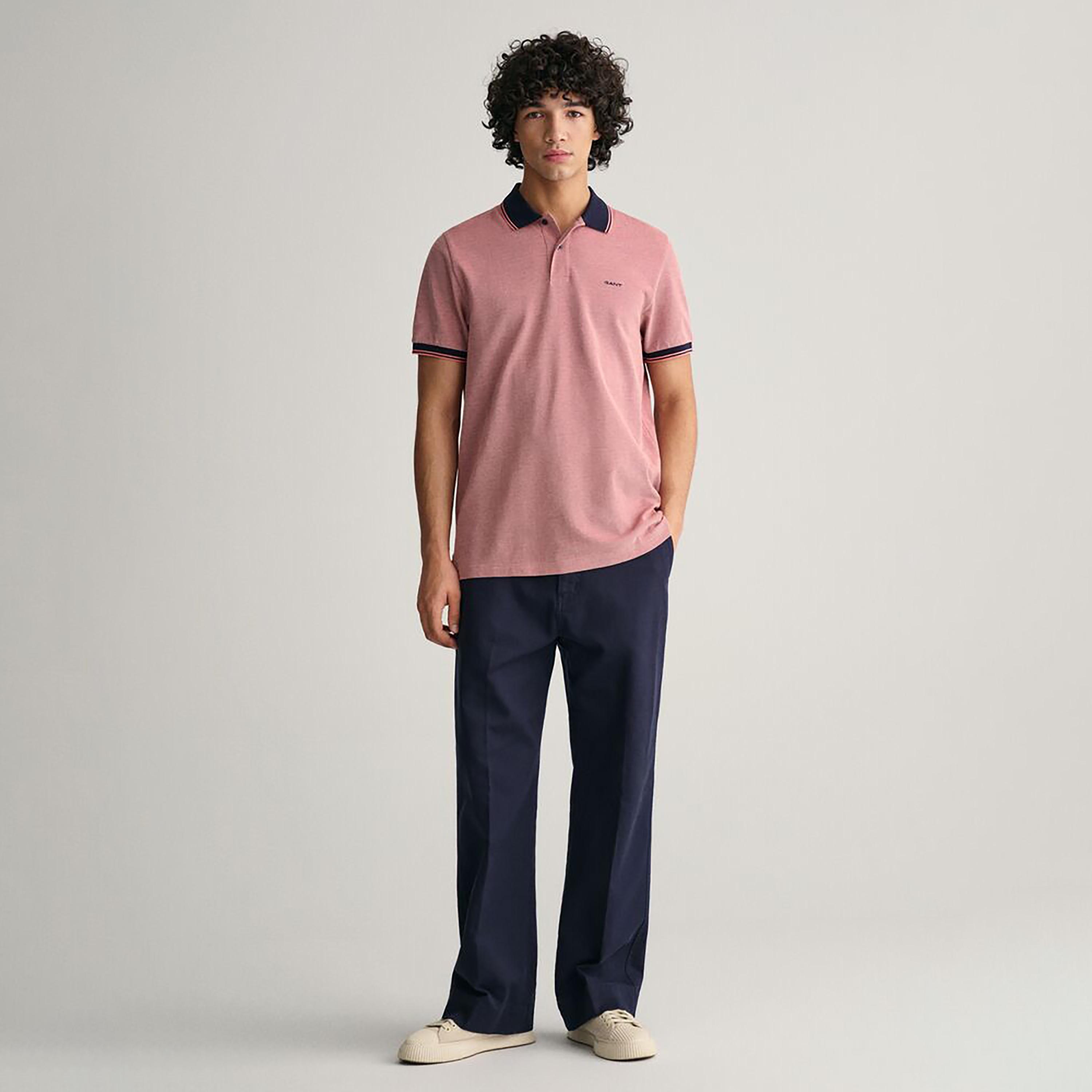 تيشيرت بولو أكسفورد بأكمام قصيرة وياقة وشعار غانت-men-clothing-tshirtsandpolos-polos-image-12