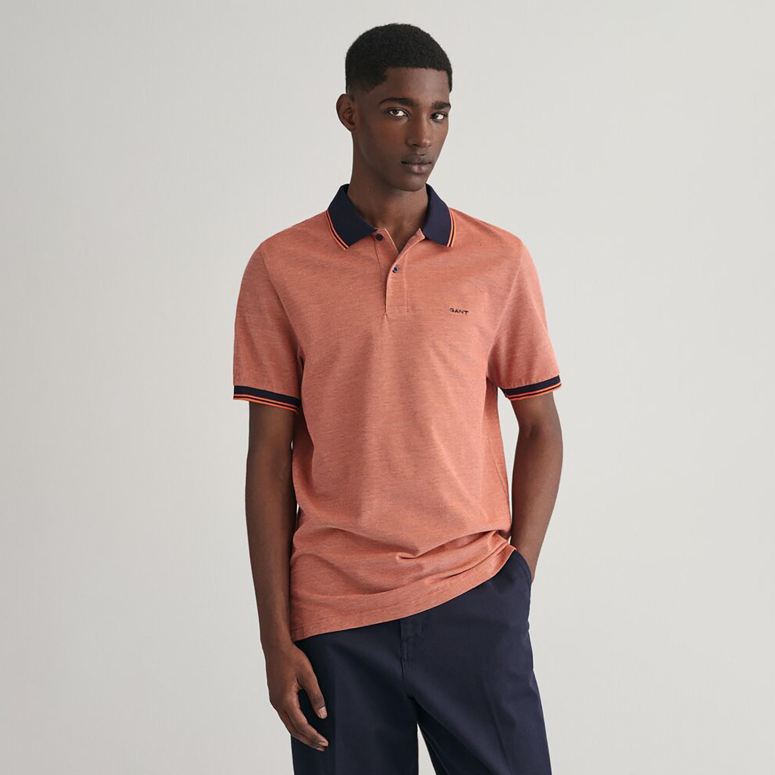 تيشيرت بولو أكسفورد بأكمام قصيرة وياقة وشعار غانت-men-clothing-tshirtsandpolos-polos-image-17