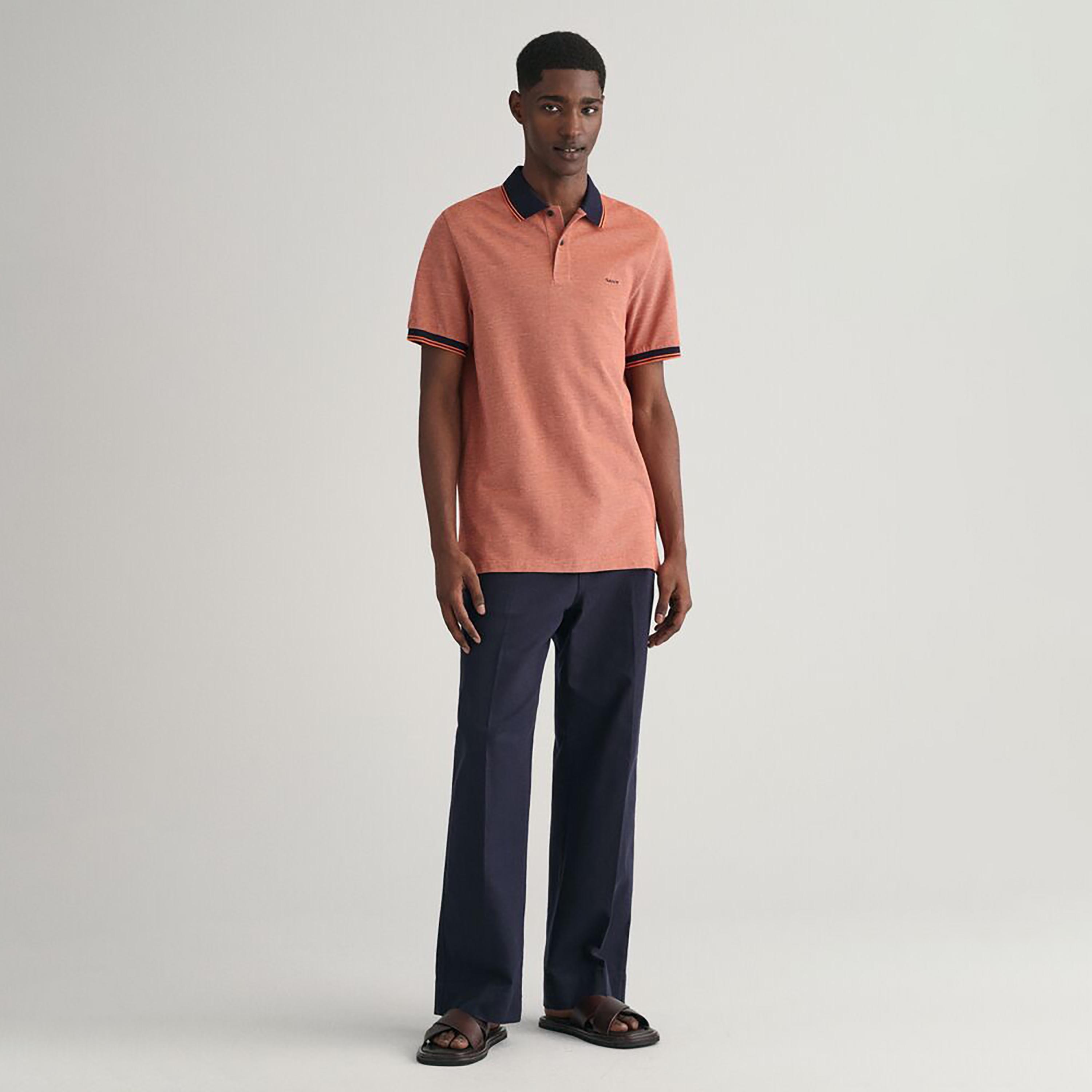 تيشيرت بولو أكسفورد بأكمام قصيرة وياقة وشعار غانت-men-clothing-tshirtsandpolos-polos-image-18
