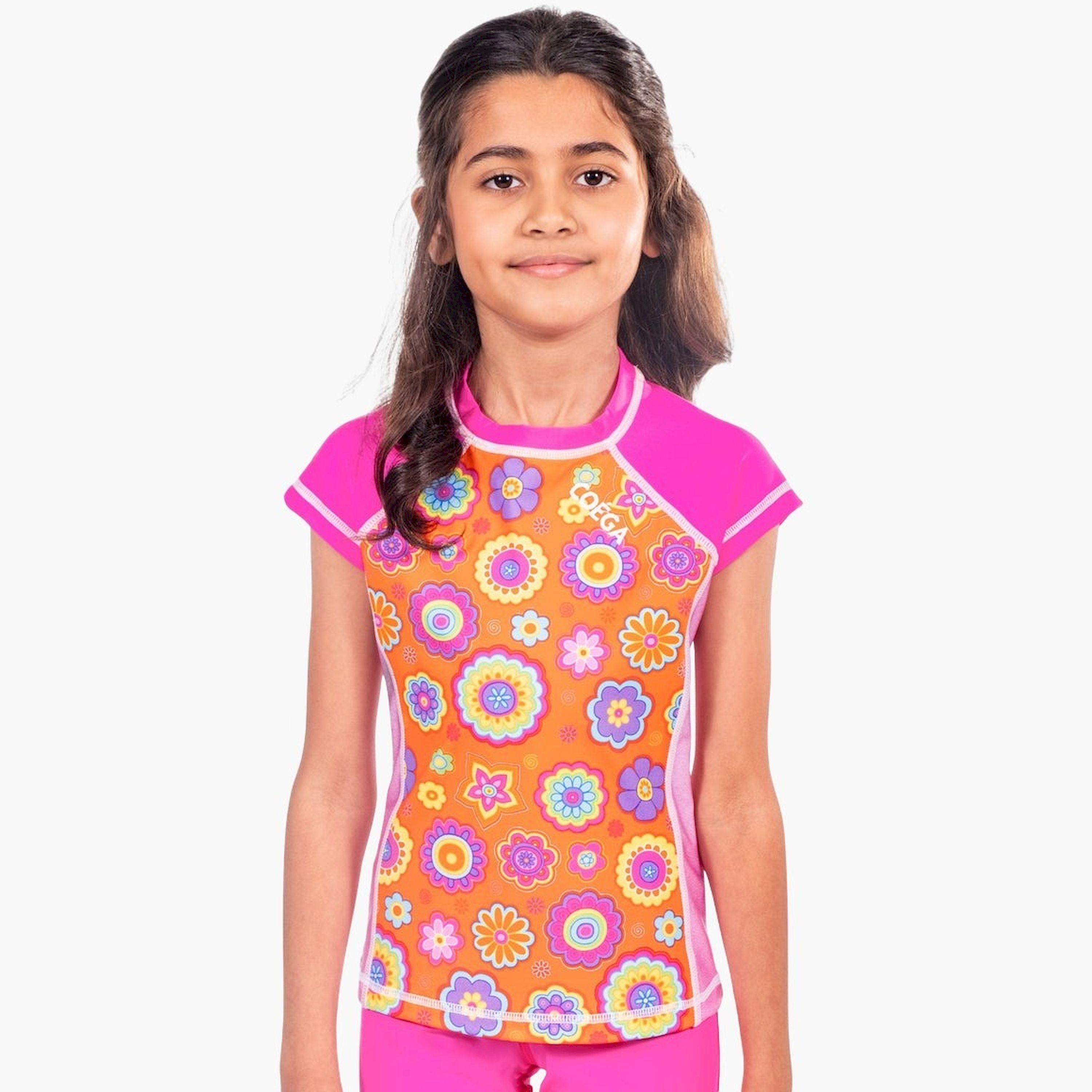COEGA Girls Kids Rashguard Cap Sleeve - Pink Orange Groovy-girls-clothing-swimwear-image-1