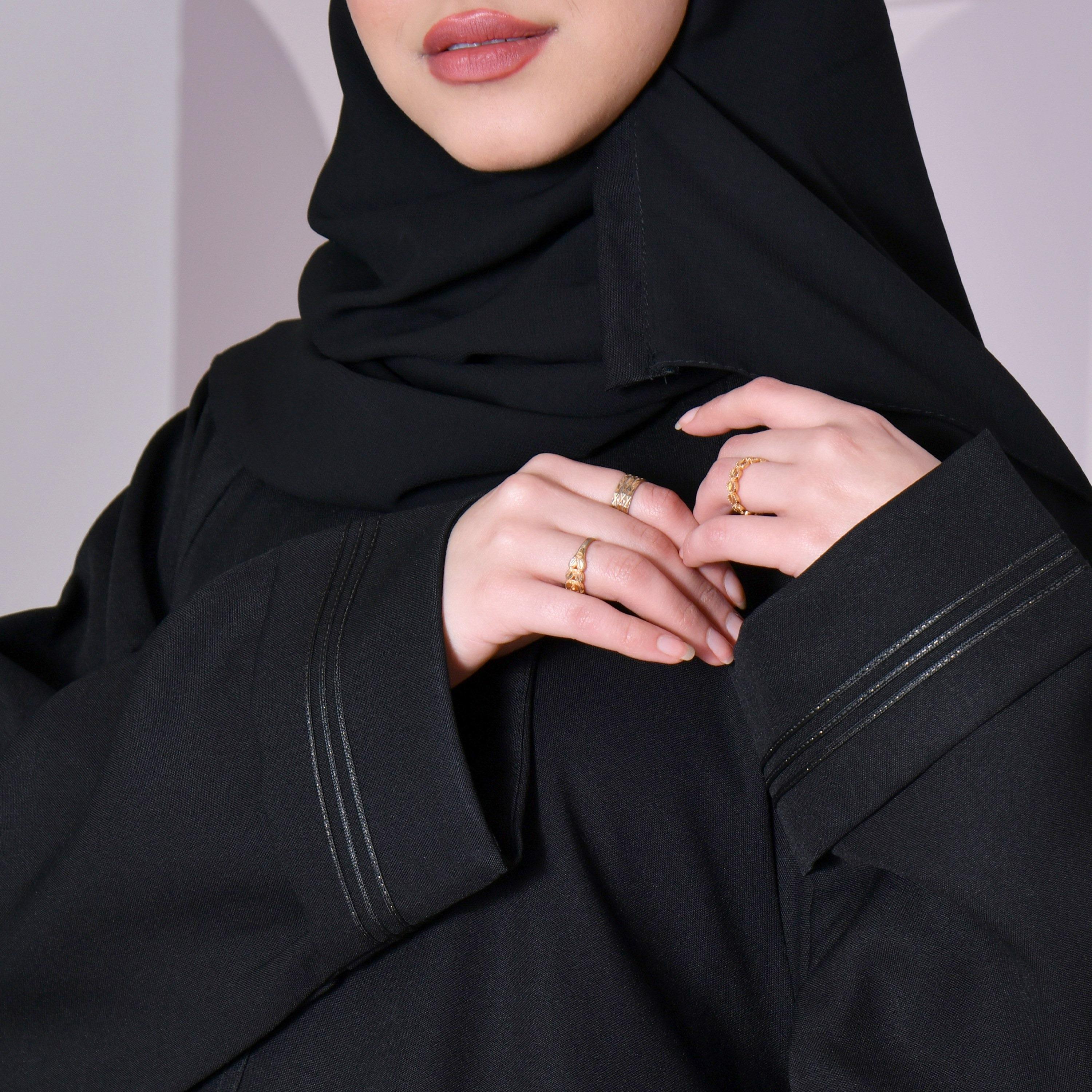 Hawraa Plain Wide Cut Abaya with Hijab-women-arabicclothing-abayas-image-2