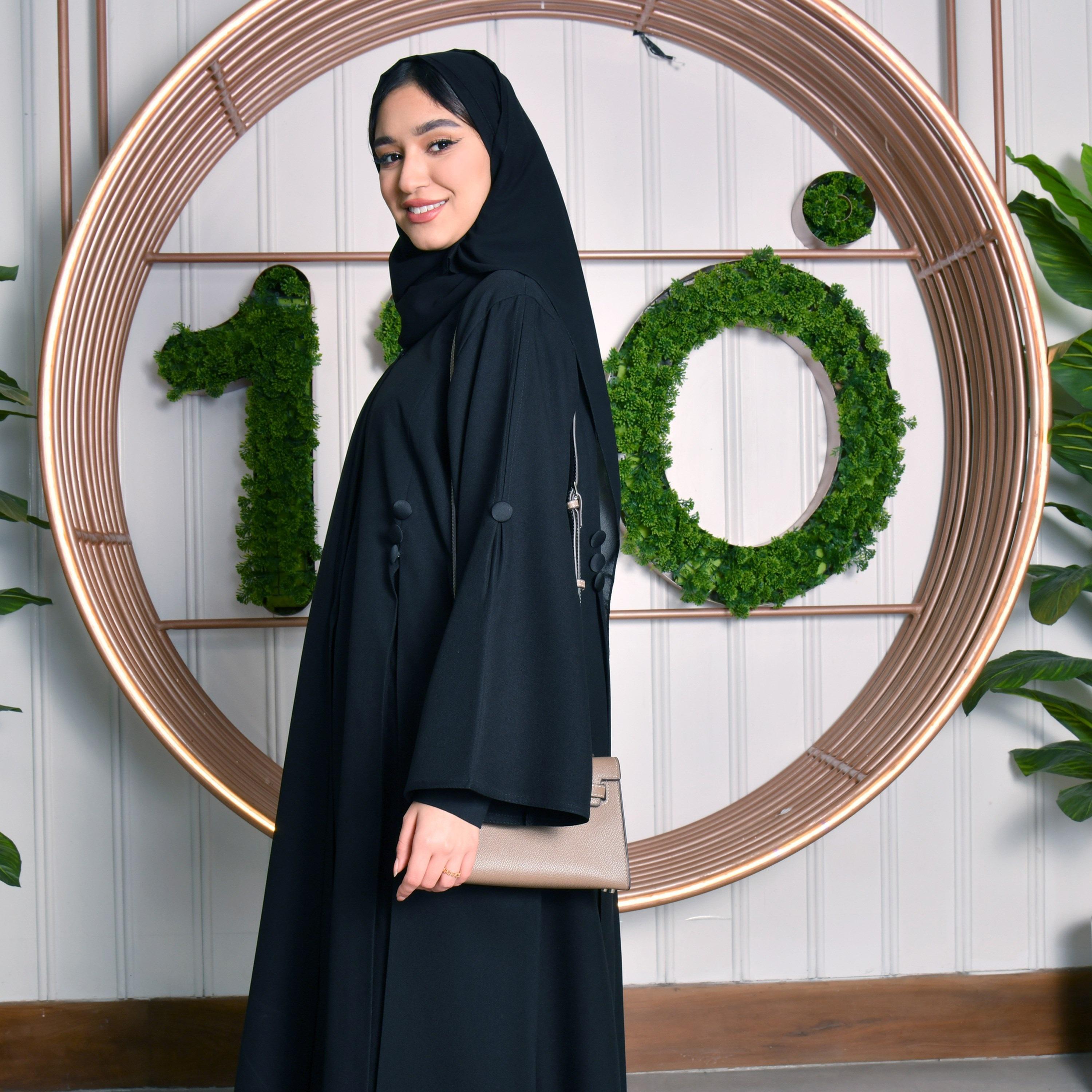 Hawraa Plain Abaya with Hijab-women-arabicclothing-abayas-image-3