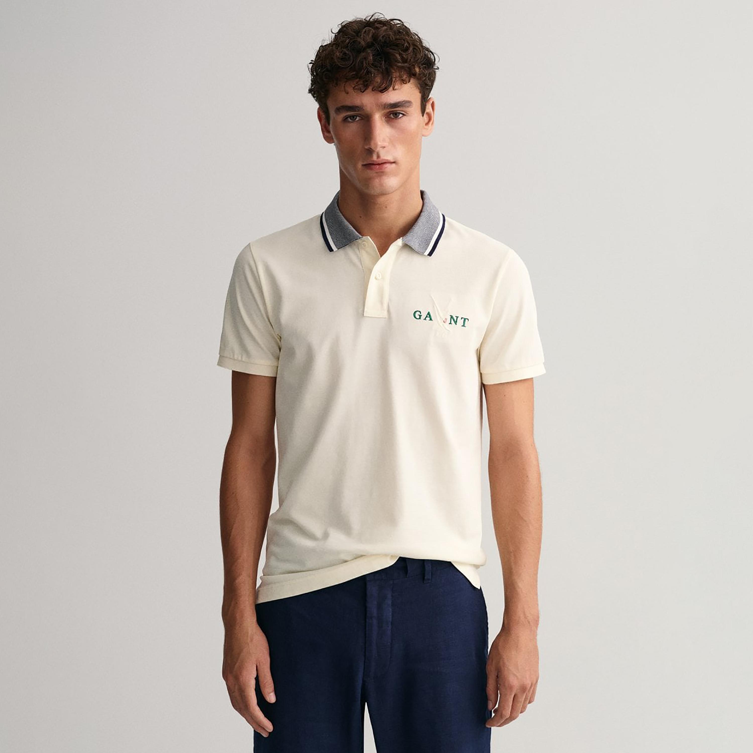 تي-شيرت بولو بأكمام قصيرة وياقة وشعار جانت مطرز-men-clothing-tshirtsandpolos-polos-image-1