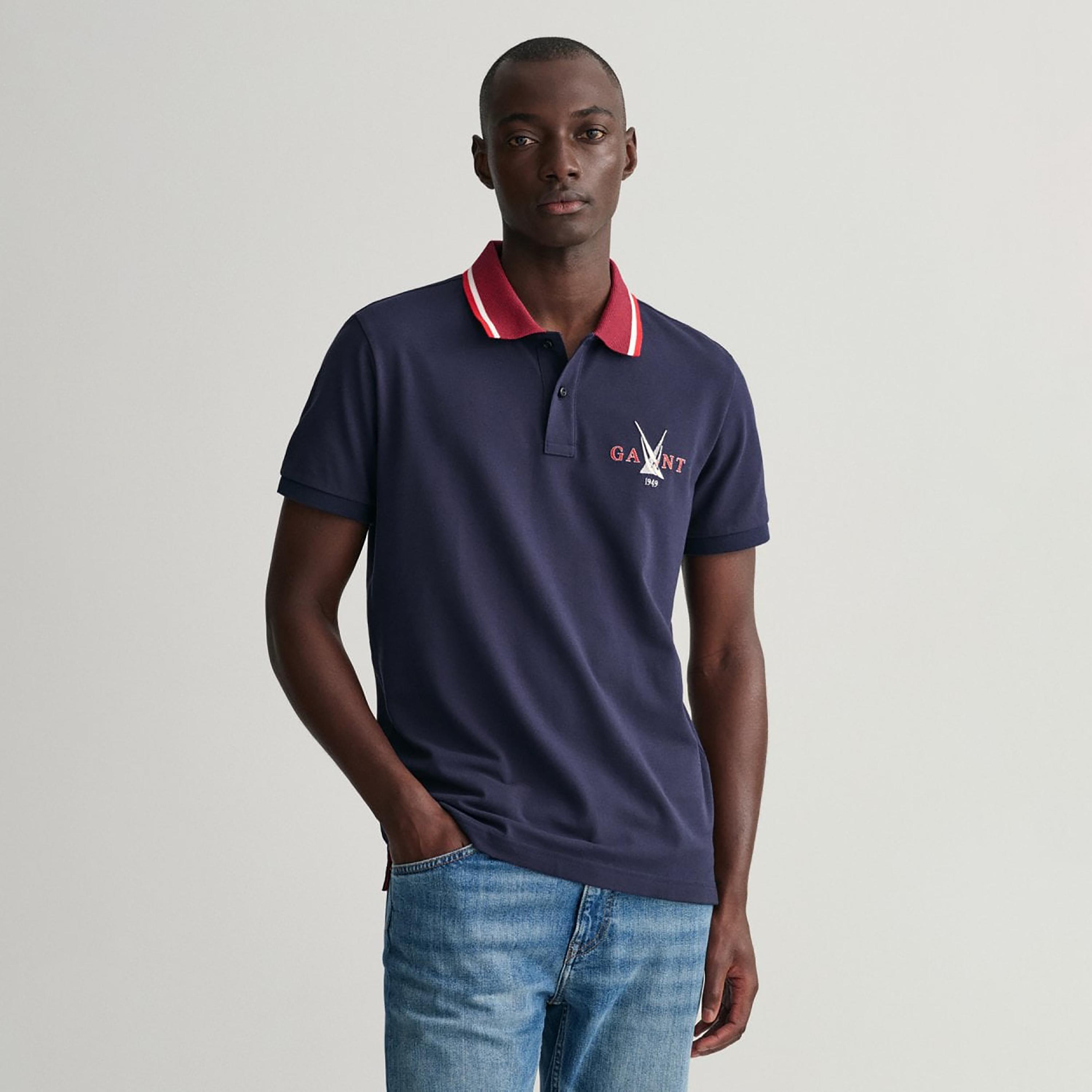 Gant Embroidered Logo Collared Short Sleeves Polo T-Shirt-men-clothing-tshirtsandpolos-polos-image-1