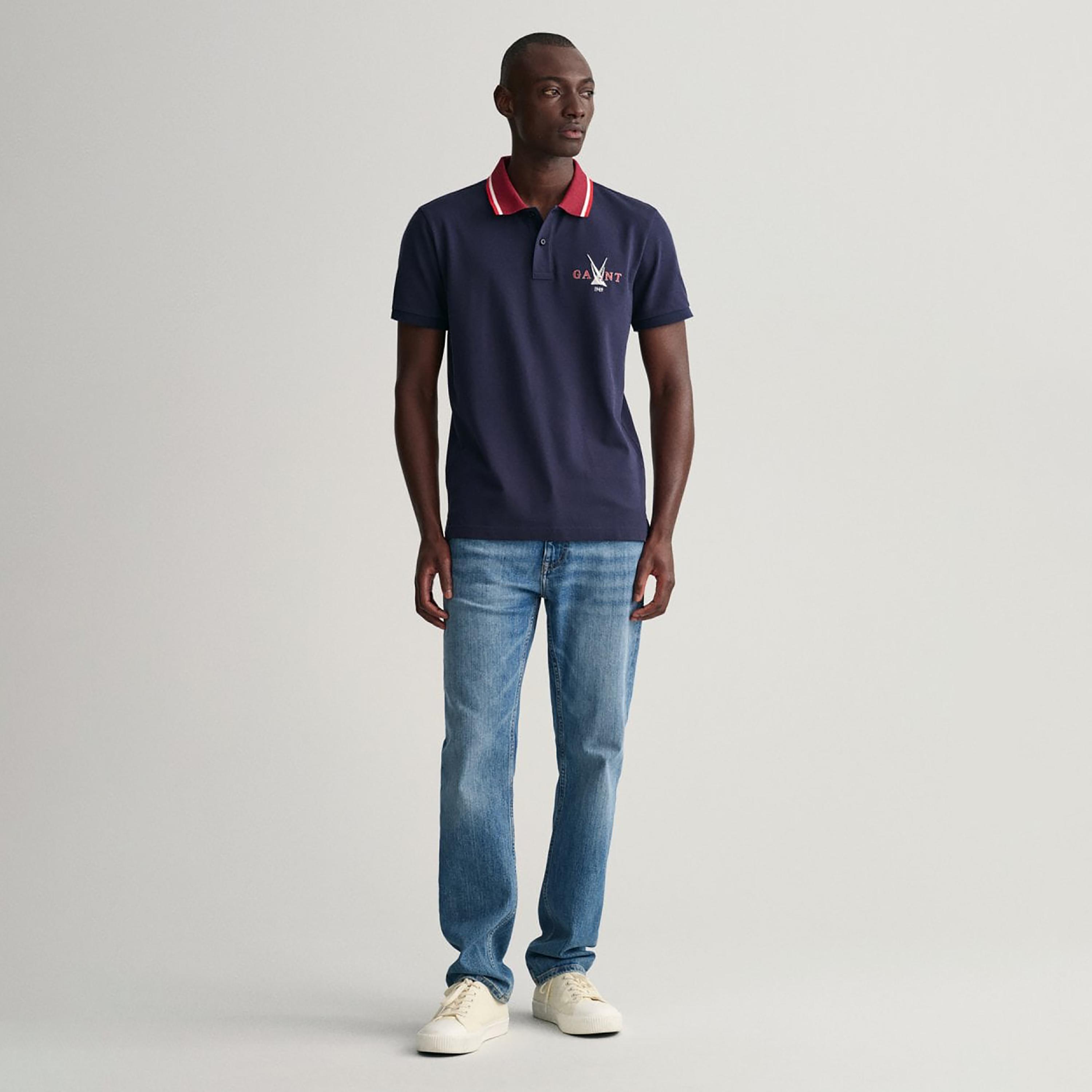 تي-شيرت بولو بأكمام قصيرة وياقة وشعار جانت مطرز-men-clothing-tshirtsandpolos-polos-image-2