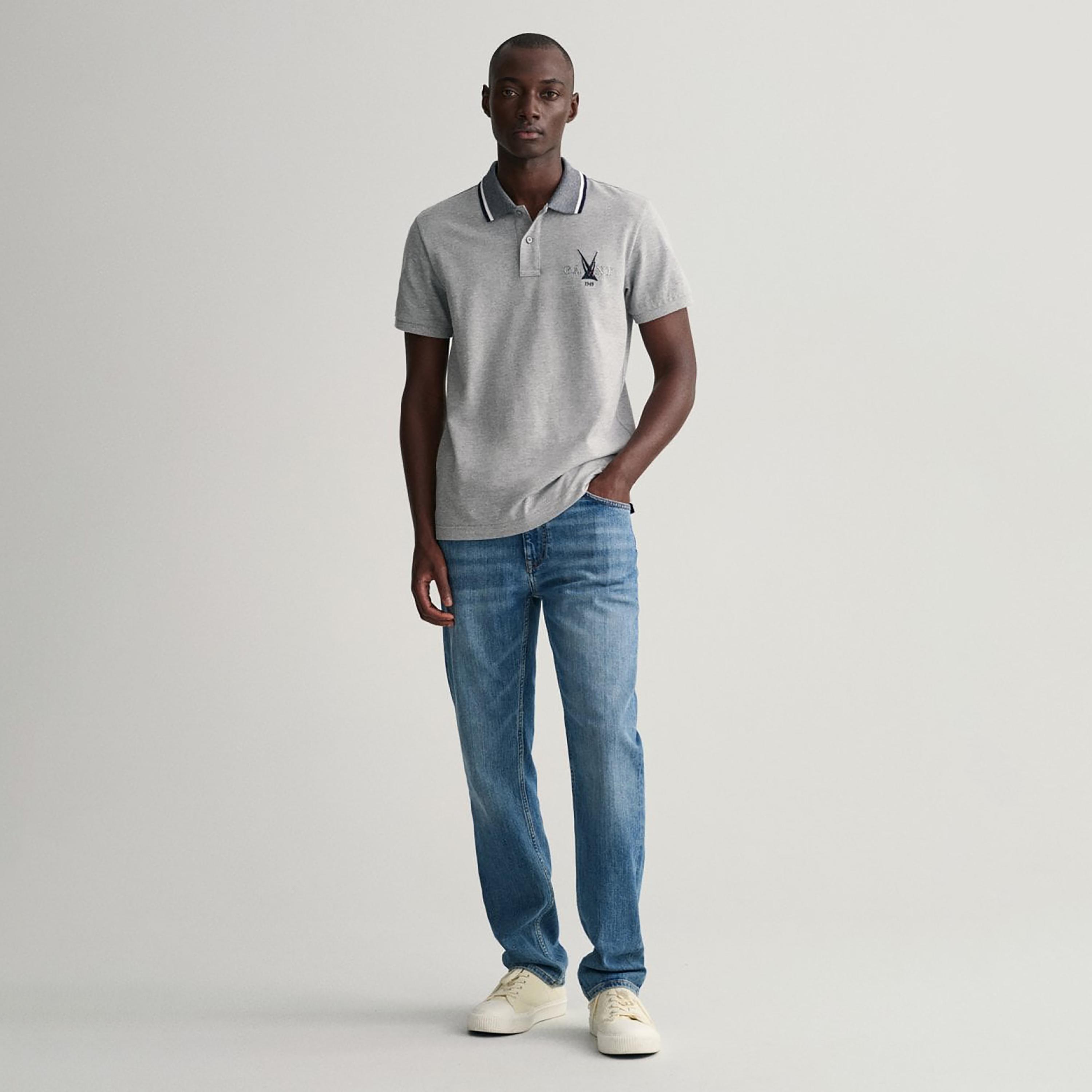 تي-شيرت بولو بأكمام قصيرة وياقة وشعار جانت مطرز-men-clothing-tshirtsandpolos-polos-image-2