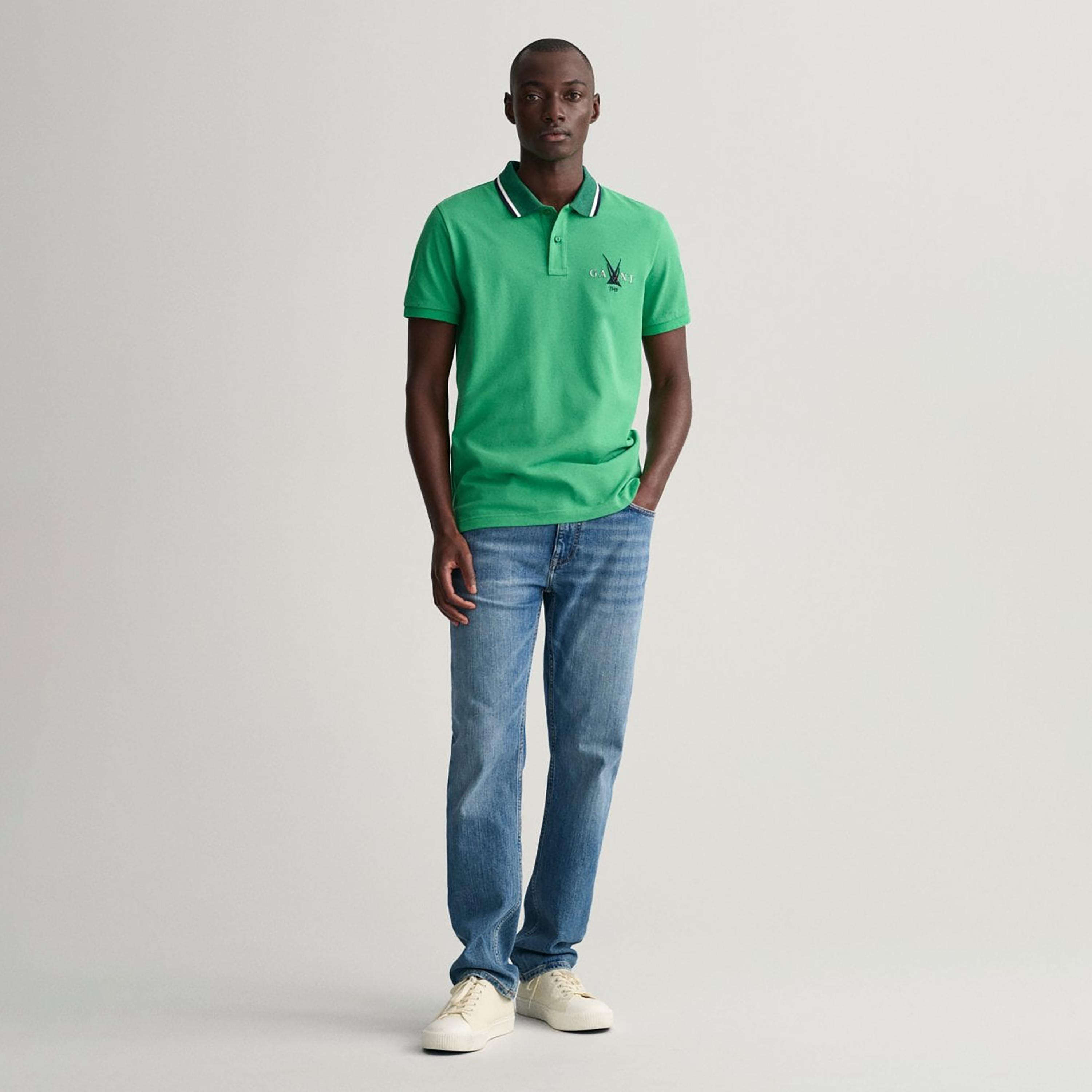 تي-شيرت بولو بأكمام قصيرة وياقة وشعار جانت مطرز-men-clothing-tshirtsandpolos-polos-image-2