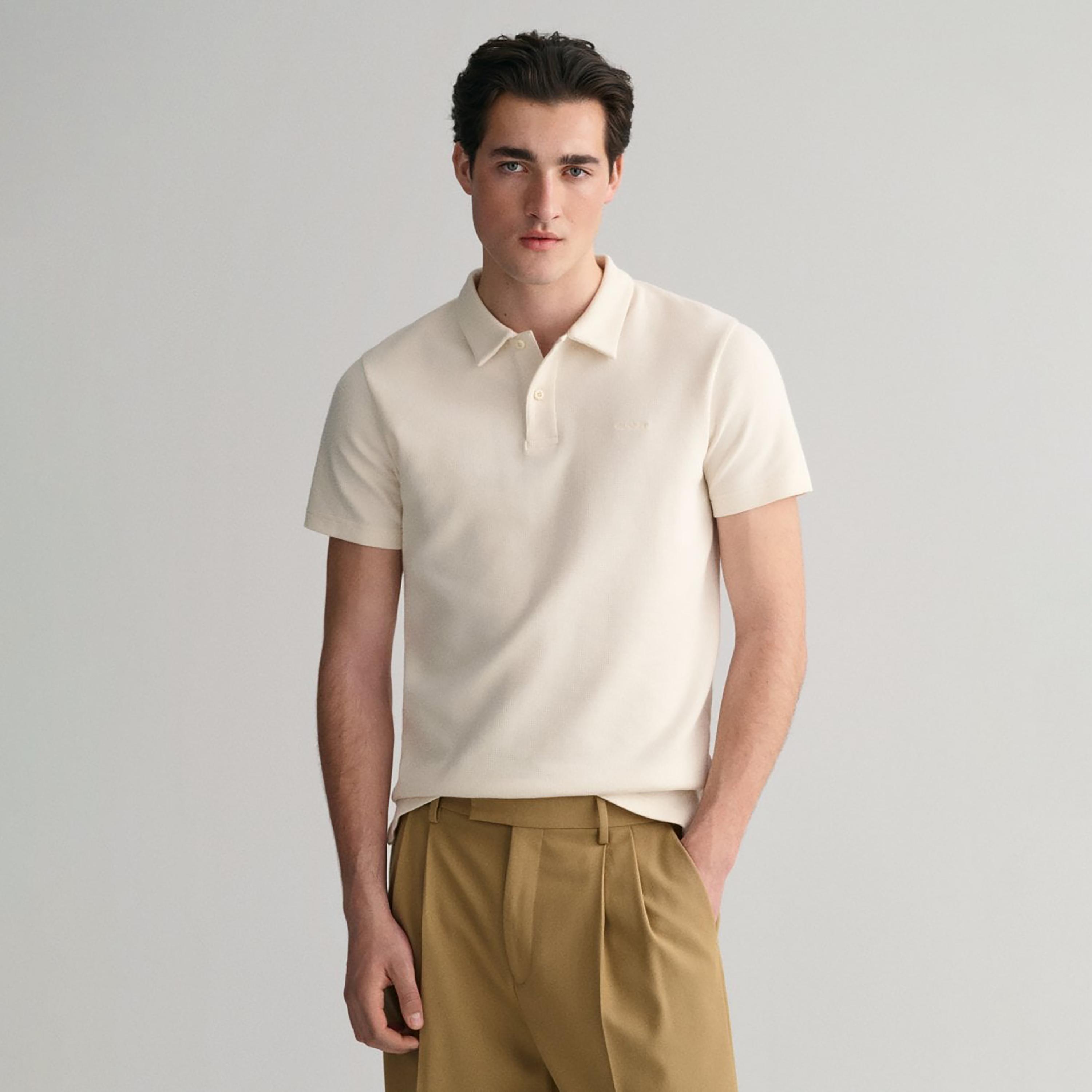 Gant Textured Collared Short Sleeves Polo T-Shirt-men-clothing-tshirtsandpolos-polos-image-1