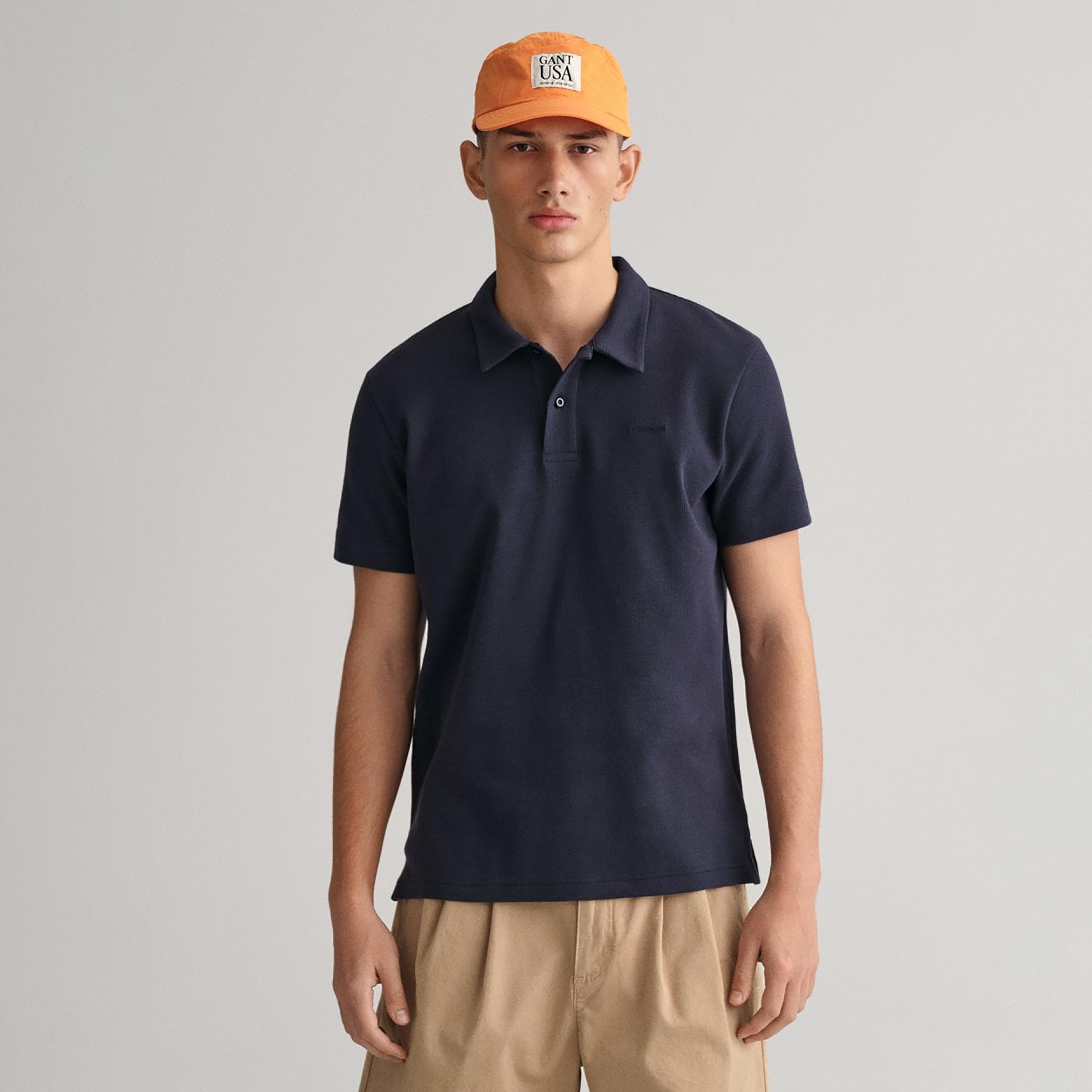 Gant Textured Collared Short Sleeves Polo T-Shirt-men-clothing-tshirtsandpolos-polos-image-1