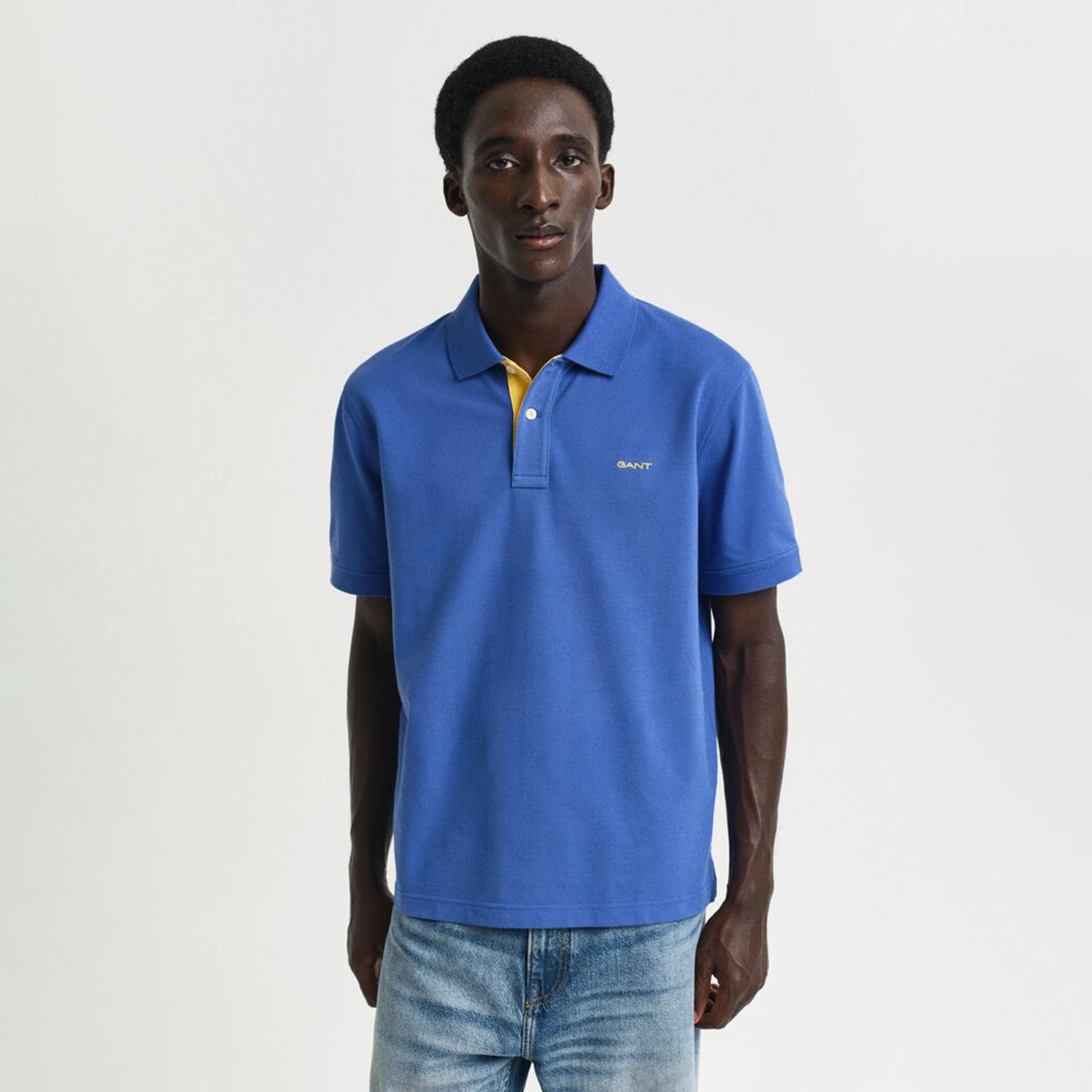 تي شيرت بولو رجالي سادة بأكمام قصيرة وياقة من جانت-men-clothing-tshirtsandpolos-polos-image-1