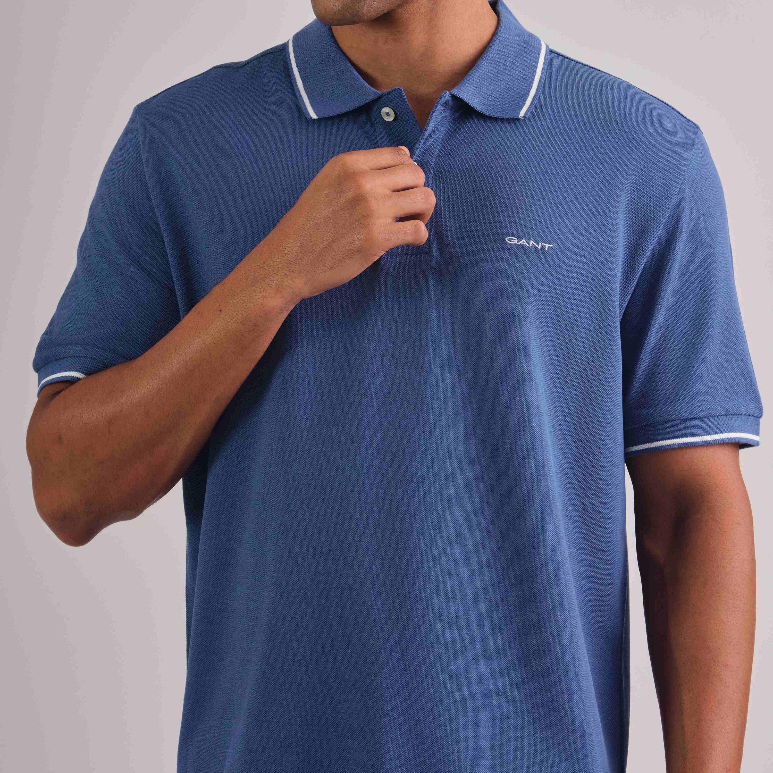 تيشيرت بولو رجالي بياقة سادة وأكمام قصيرة من جانت.-men-clothing-tshirtsandpolos-polos-image-47
