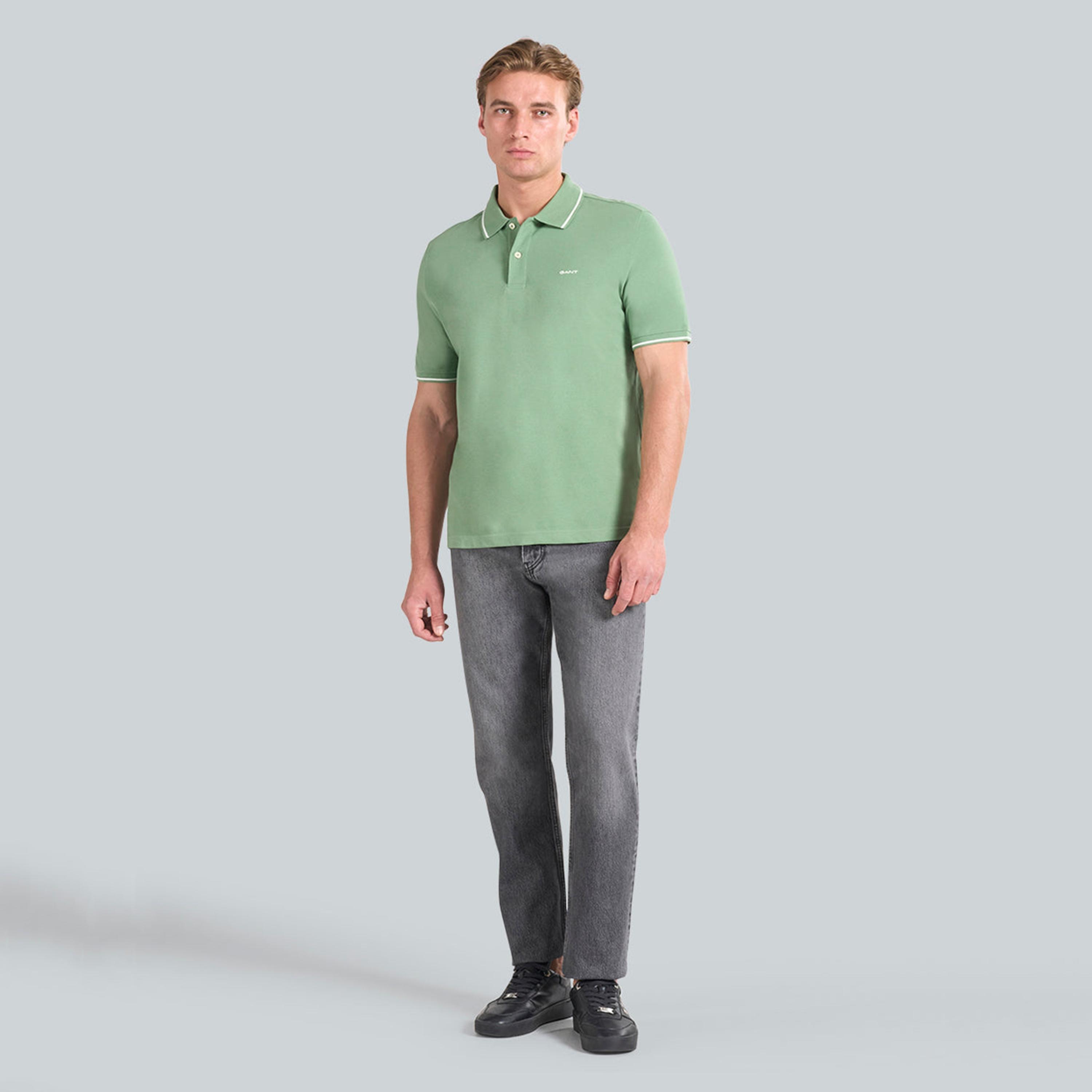 تيشيرت بولو رجالي بياقة سادة وأكمام قصيرة من جانت.-men-clothing-tshirtsandpolos-polos-image-2