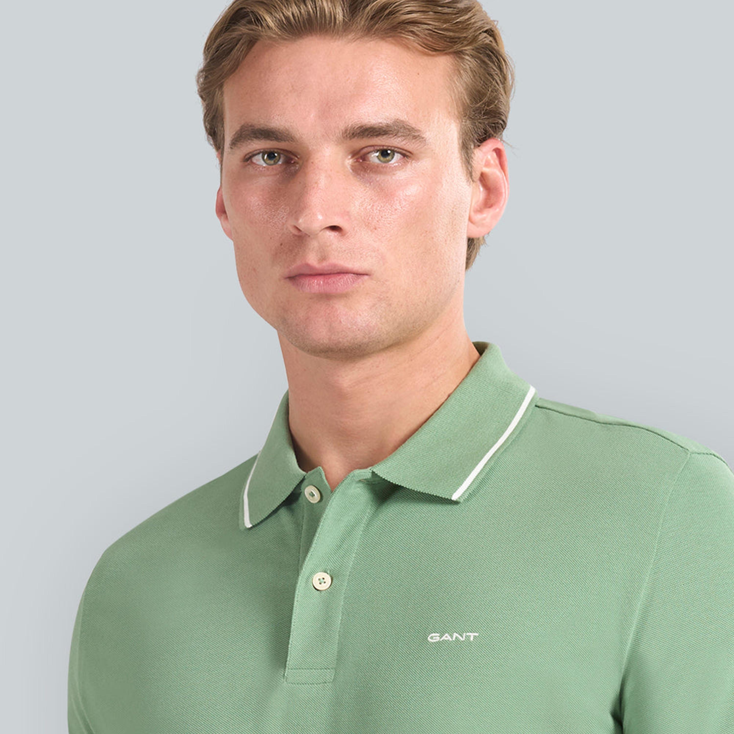 تيشيرت بولو رجالي بياقة سادة وأكمام قصيرة من جانت.-men-clothing-tshirtsandpolos-polos-image-3