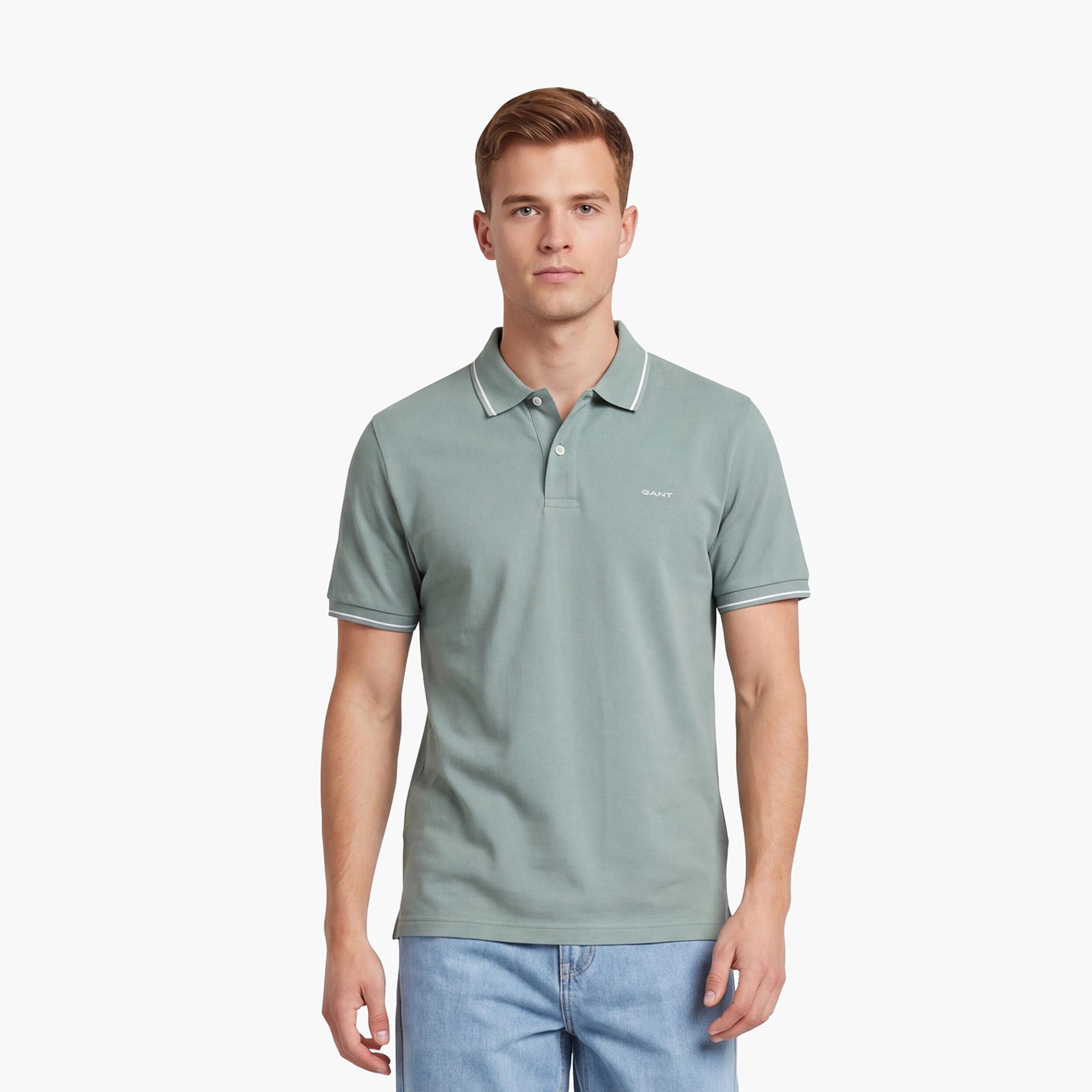 تي شيرت بولو رجالي سادة بأكمام قصيرة وياقة من جانت-men-clothing-tshirtsandpolos-polos-image-1
