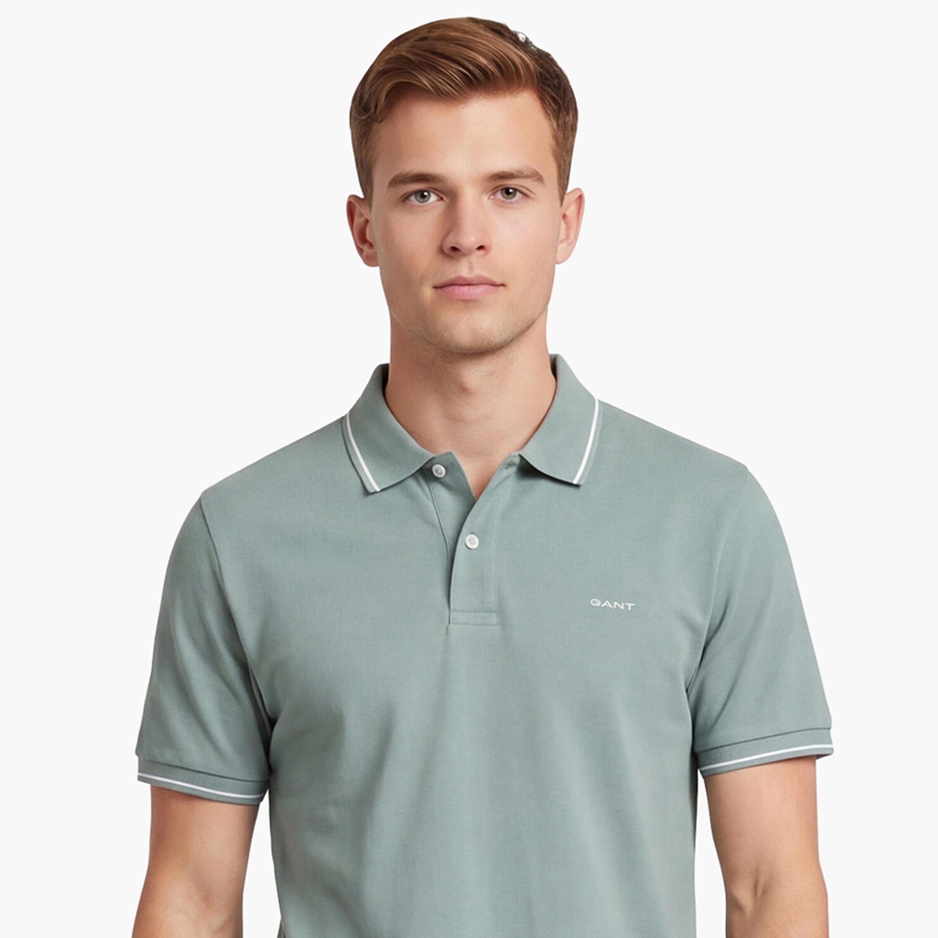 تي شيرت بولو رجالي سادة بأكمام قصيرة وياقة من جانت-men-clothing-tshirtsandpolos-polos-image-3