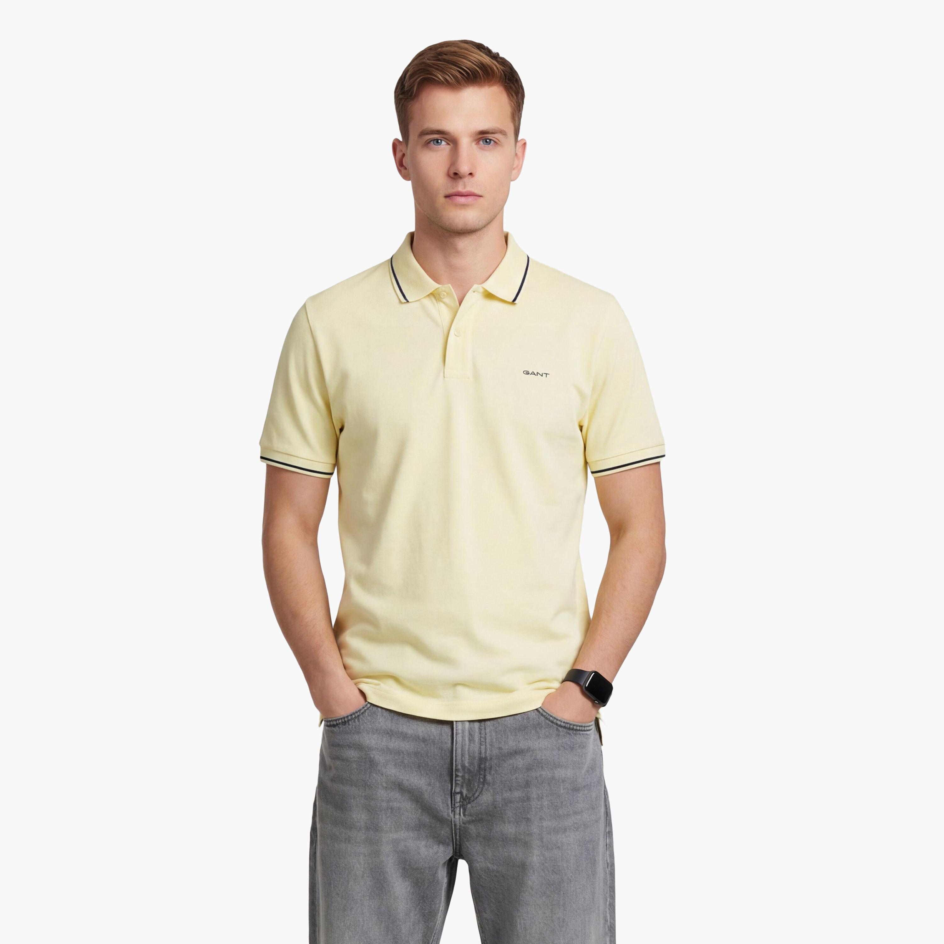 تيشيرت بولو رجالي بياقة سادة وأكمام قصيرة من جانت.-men-clothing-tshirtsandpolos-polos-image-64